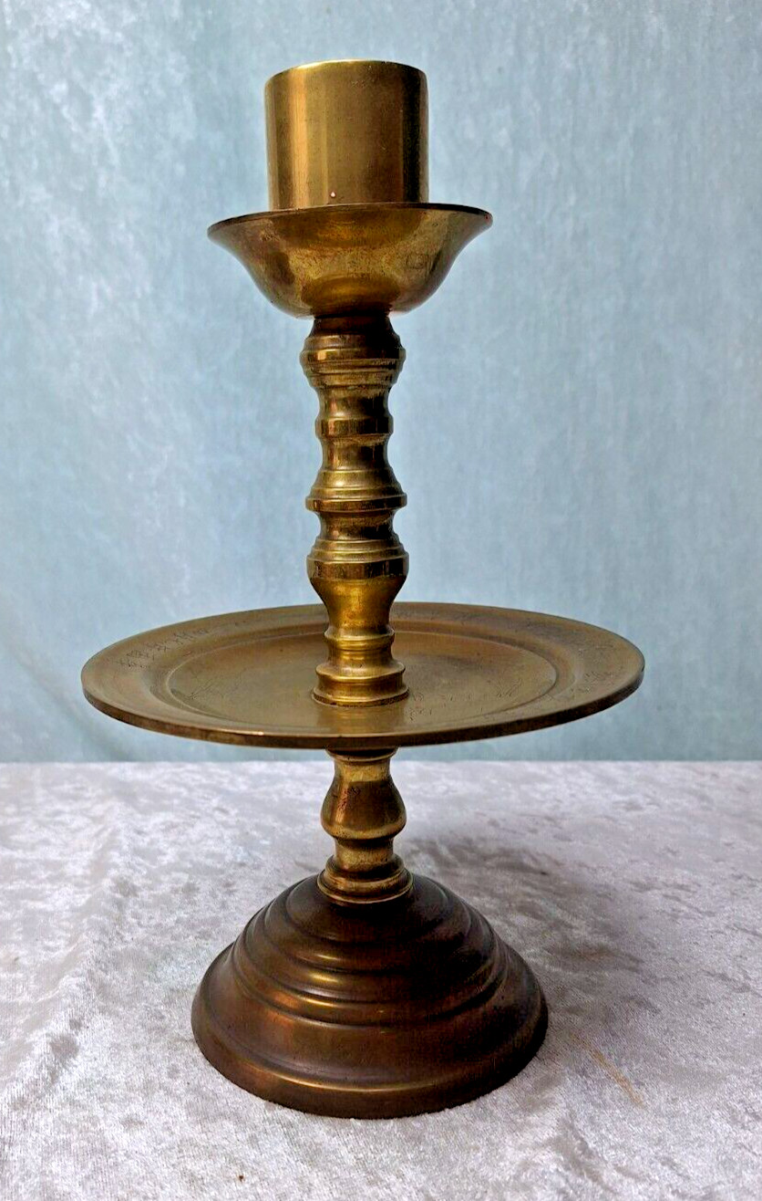 Pair Solid Brass Middle Eastern Candlesticks 11″ High x 6″ Wide 2.5 Pounds Each