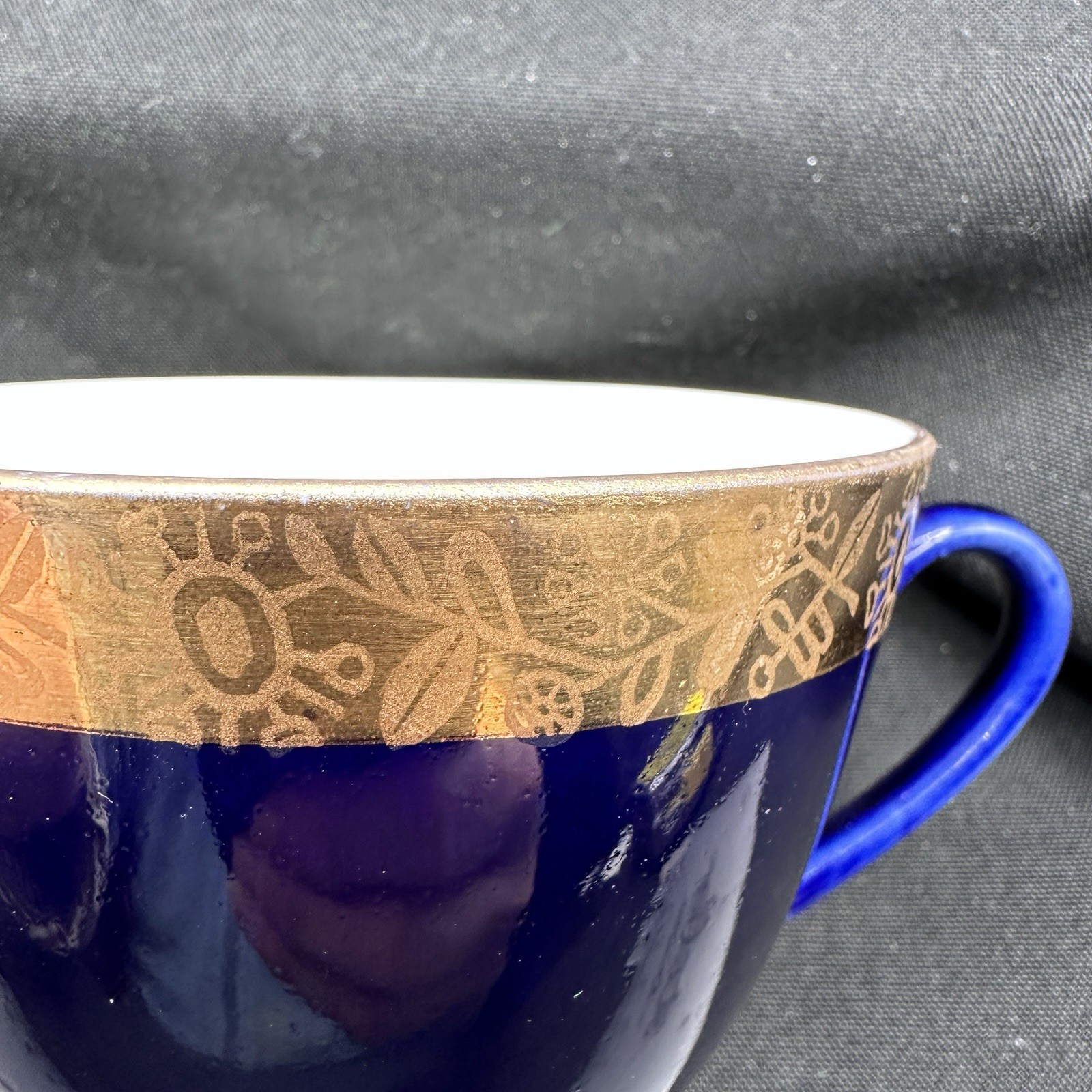 Vtg Lomonosov LFZ Russian USSR Cobalt Blue Gold Gilt Tea Cup Saucer Porcelain