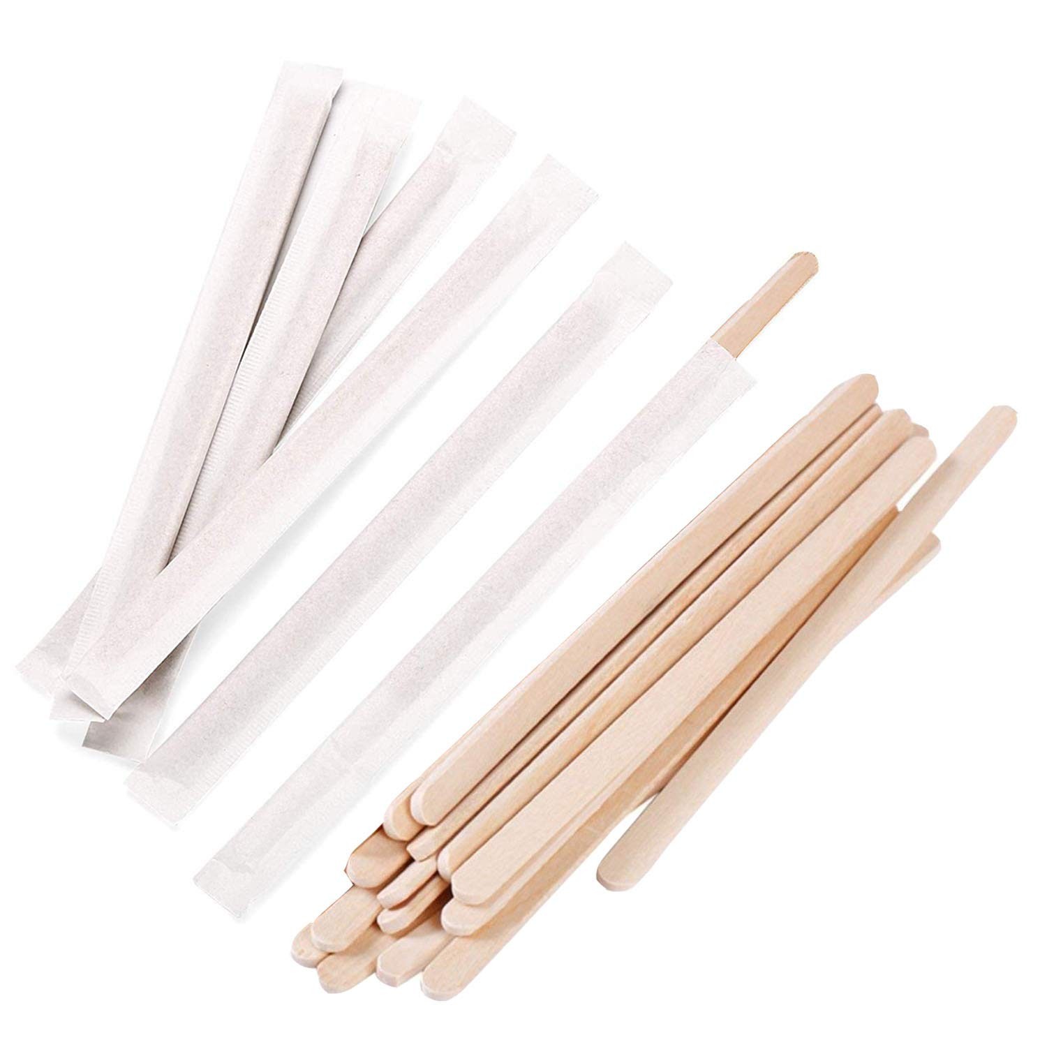 5.5-Inch Ultra-Thick Individually Wrapped Wood Stir Sticks (100 Count) – 2.3m…