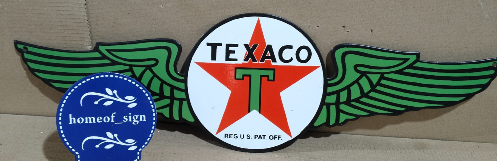 Texaco Porcelain Enamel Sign 30 x 9 Inches 1 Sides