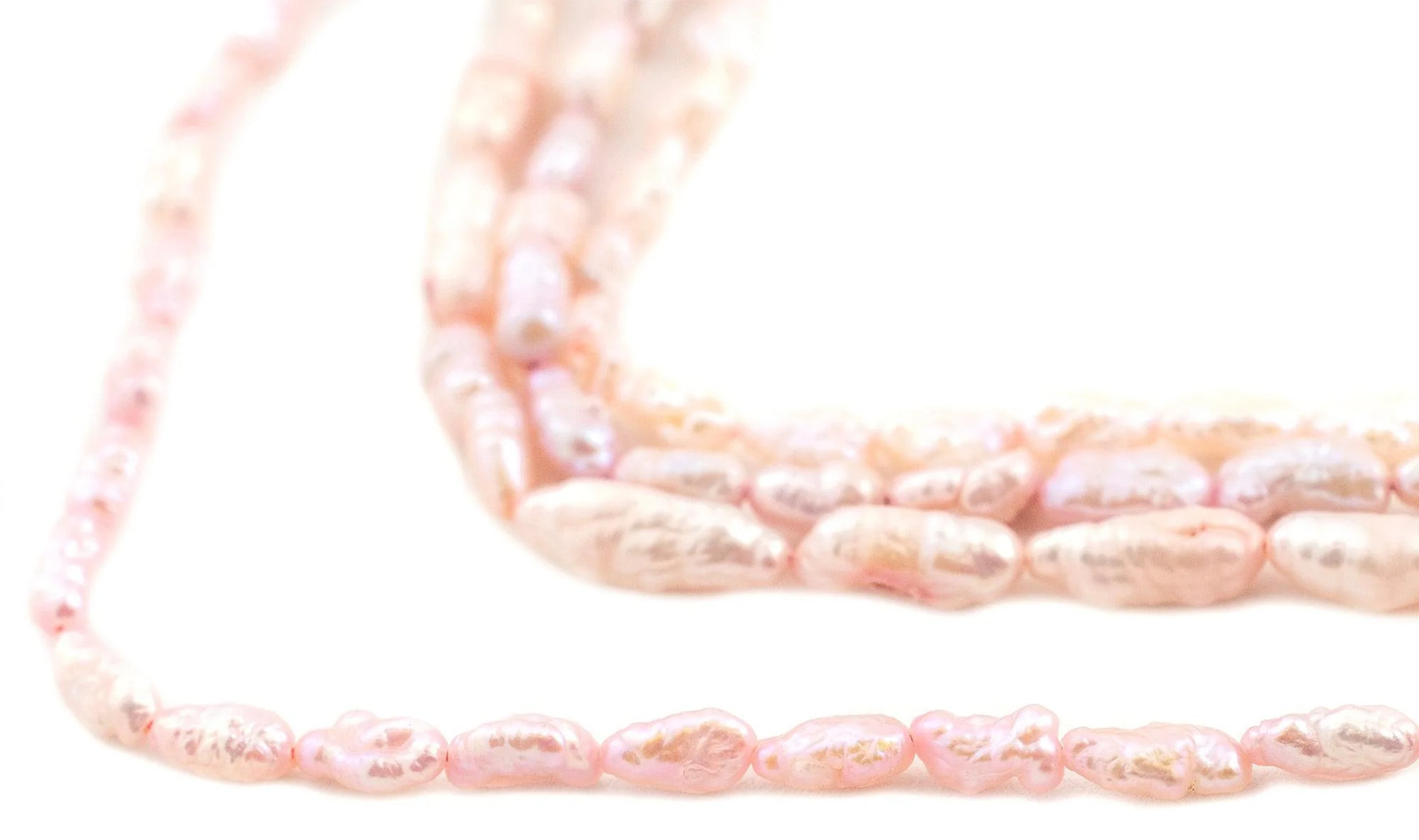Carnation Pink Vintage Japanese Rice Pearl Beads 4mm Oval 16 Inch Strand