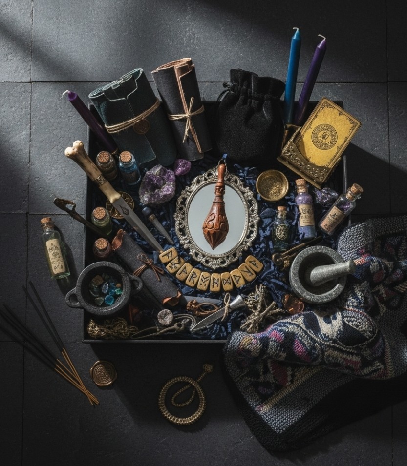 Starter Witch Box Pagan Wicca Altar Kit Surprise 40 Item Baby Witch READ LISTING