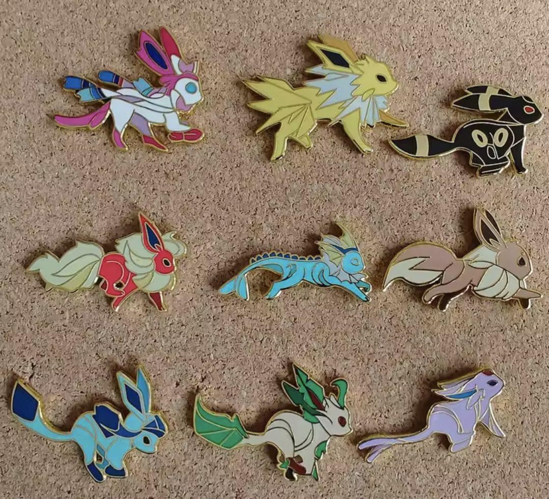 Pokemon Eevee Friends Pin Badge Set 9pcs Umbreon Sylveon Espeon Leafeon Vaporeon