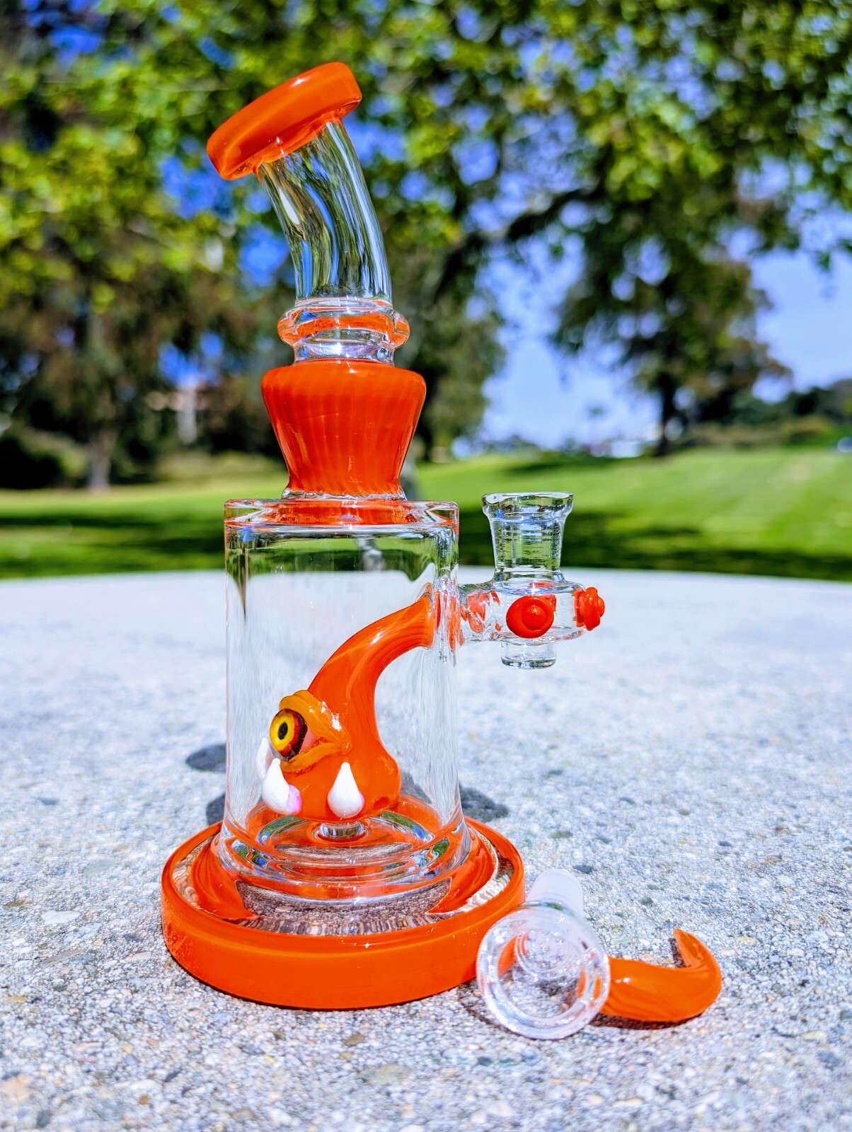 8″ Orange Cyclops Bong With Screen Filter Bowl Premium Quality Water Pipe Hookah