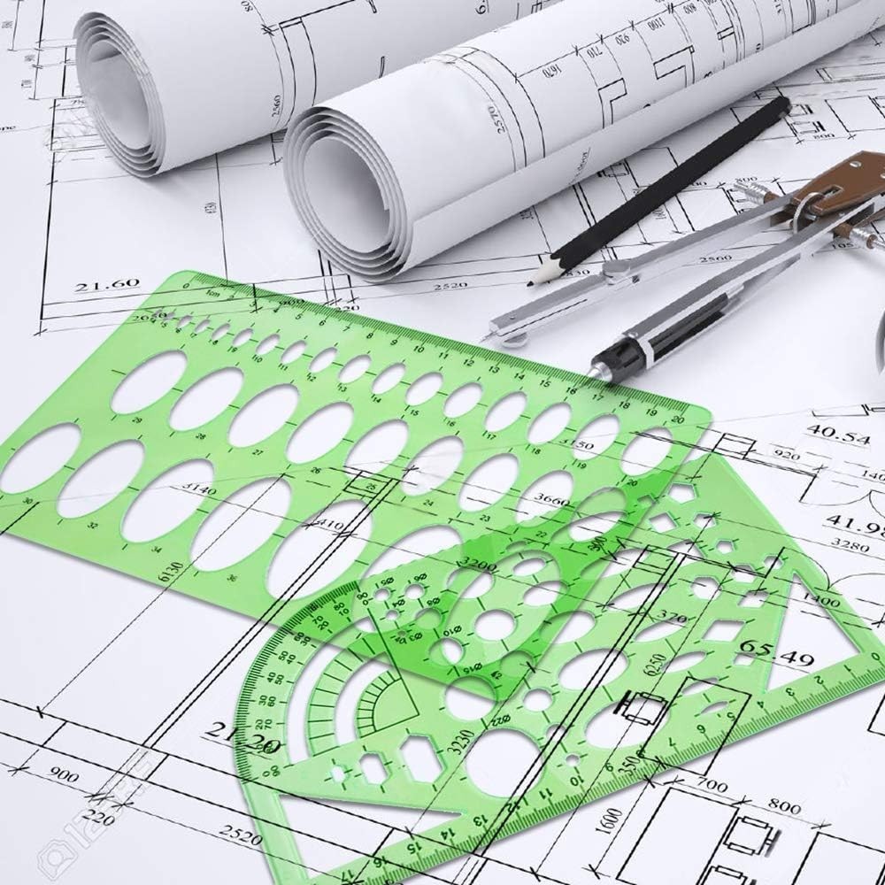 Transparent Green Measuring Ruler Kit – 11 Pcs