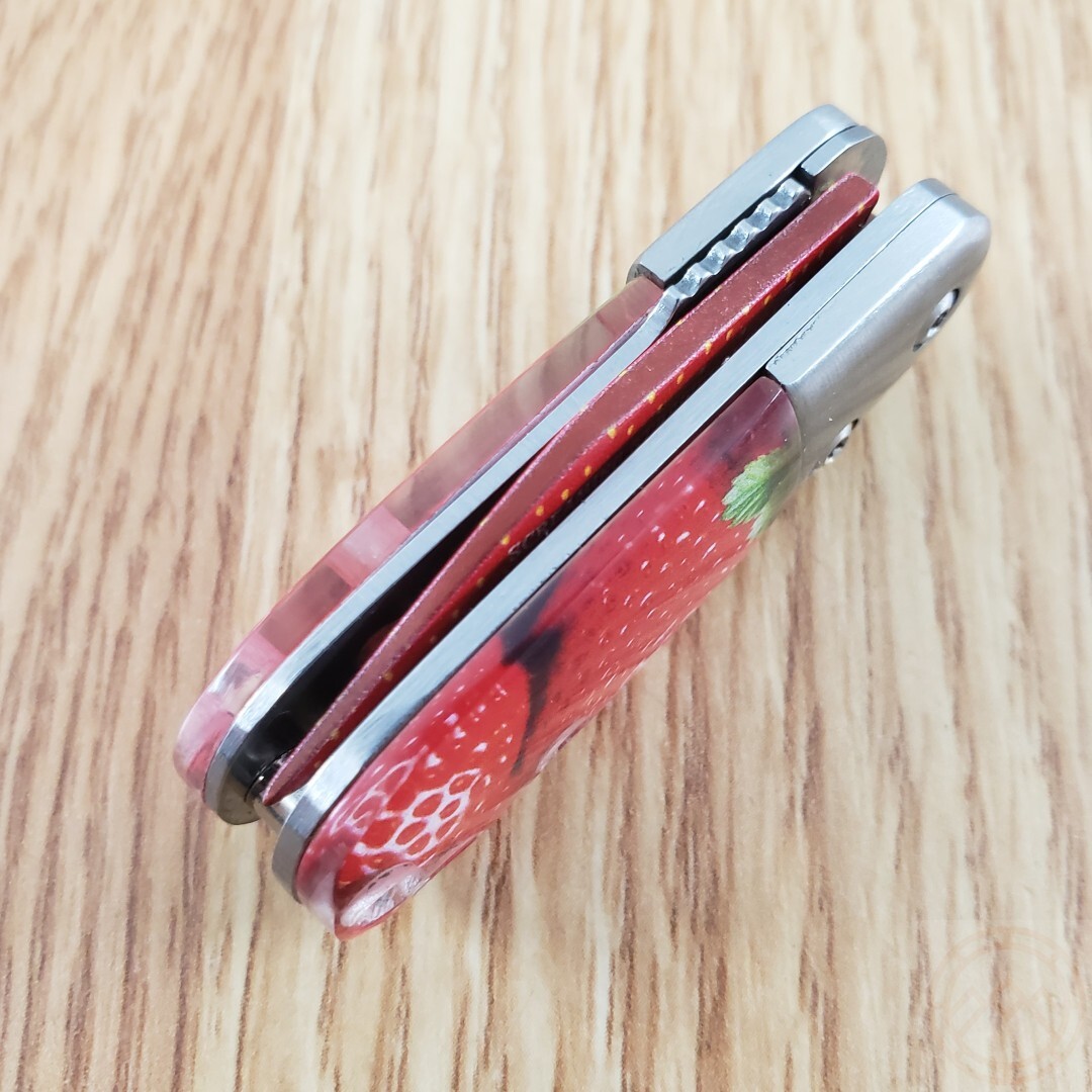 Rough Ryder Strawberry Folding Knife 1.38″ Stainless Steel Blade Acrylic Handle