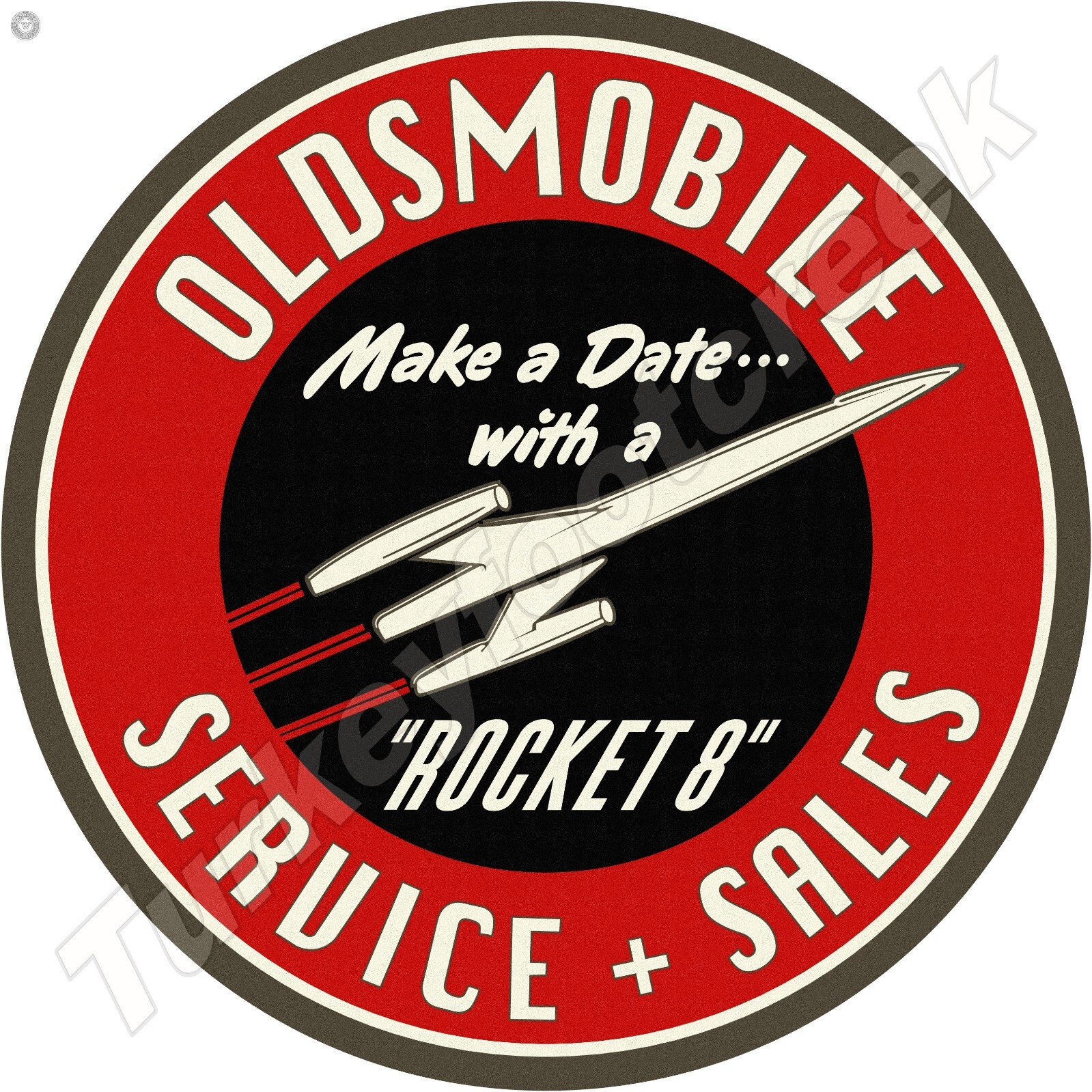 Oldsmobile Service & Sales Round Metal Sign 2 Sizes To Choose From