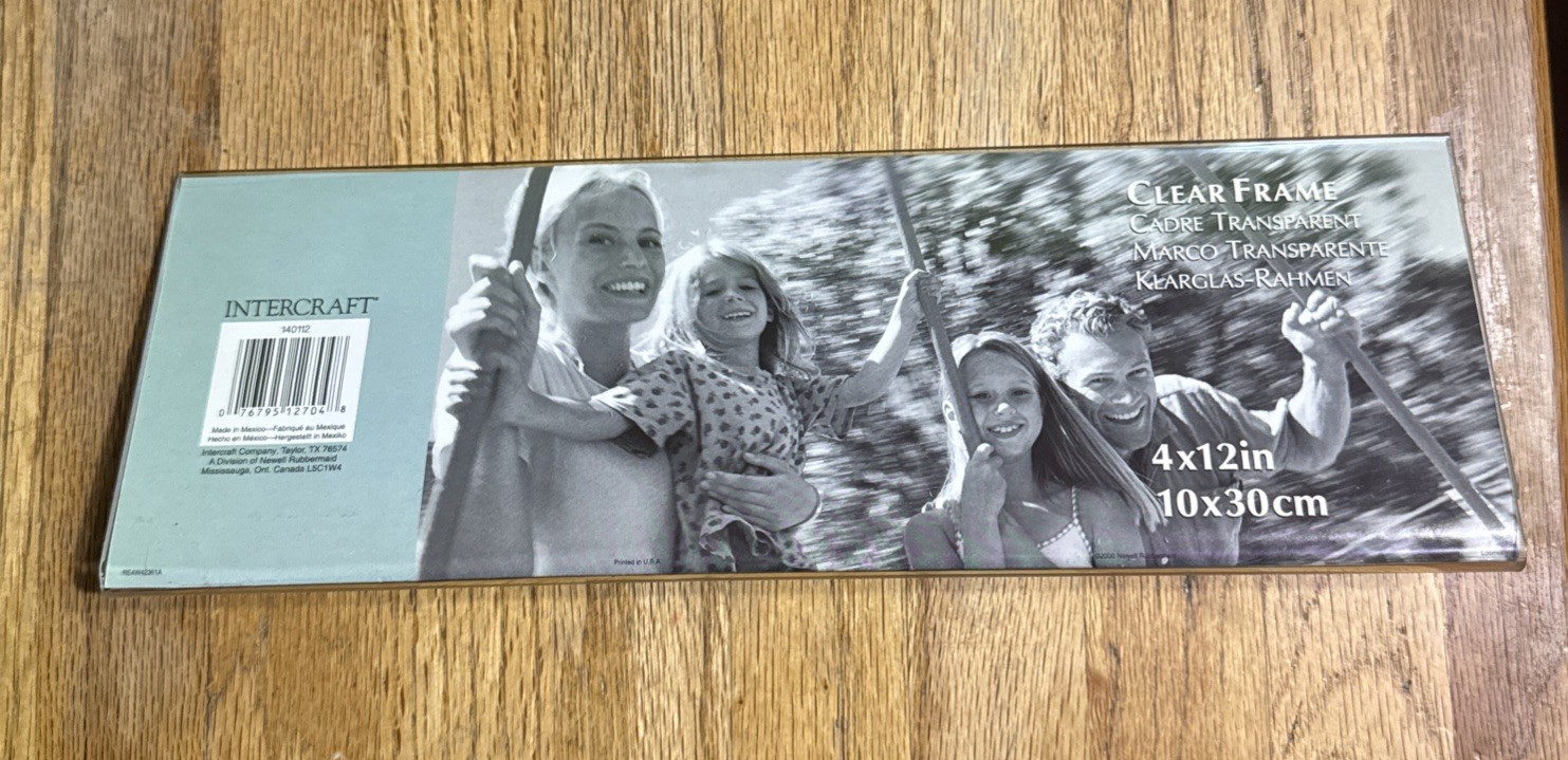 Vintage Intercraft, Clear Frame 4×12 inch Picture Frame. Made in USA, NOS