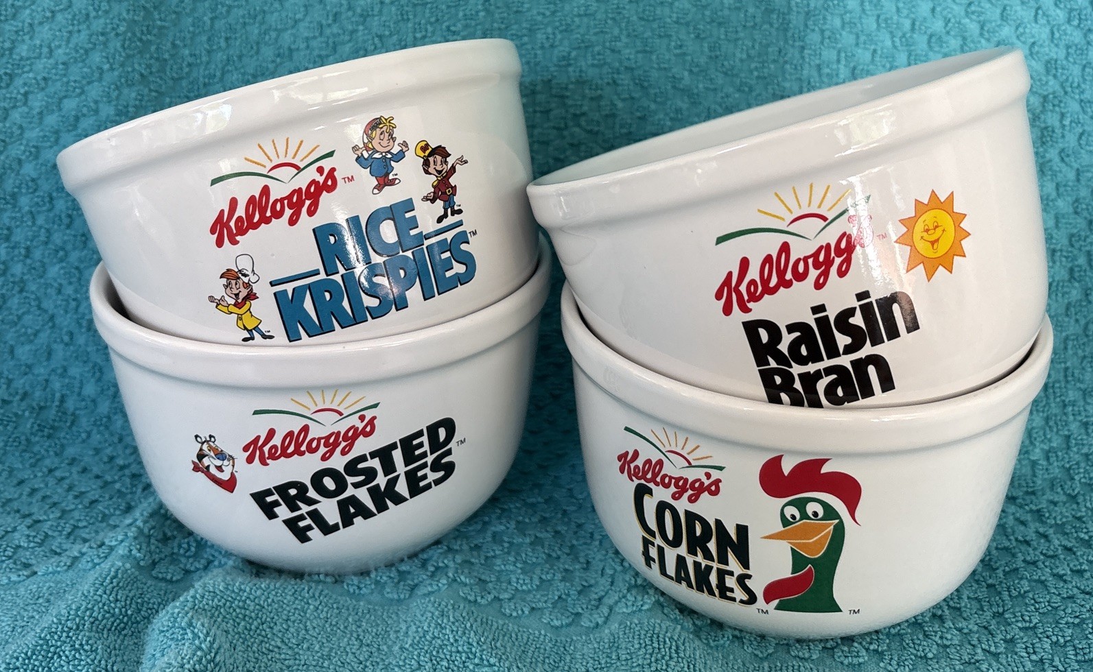 1999 Kellogg’s Cereal Bowl Set Of 4 Ceramic Cereal Bowls