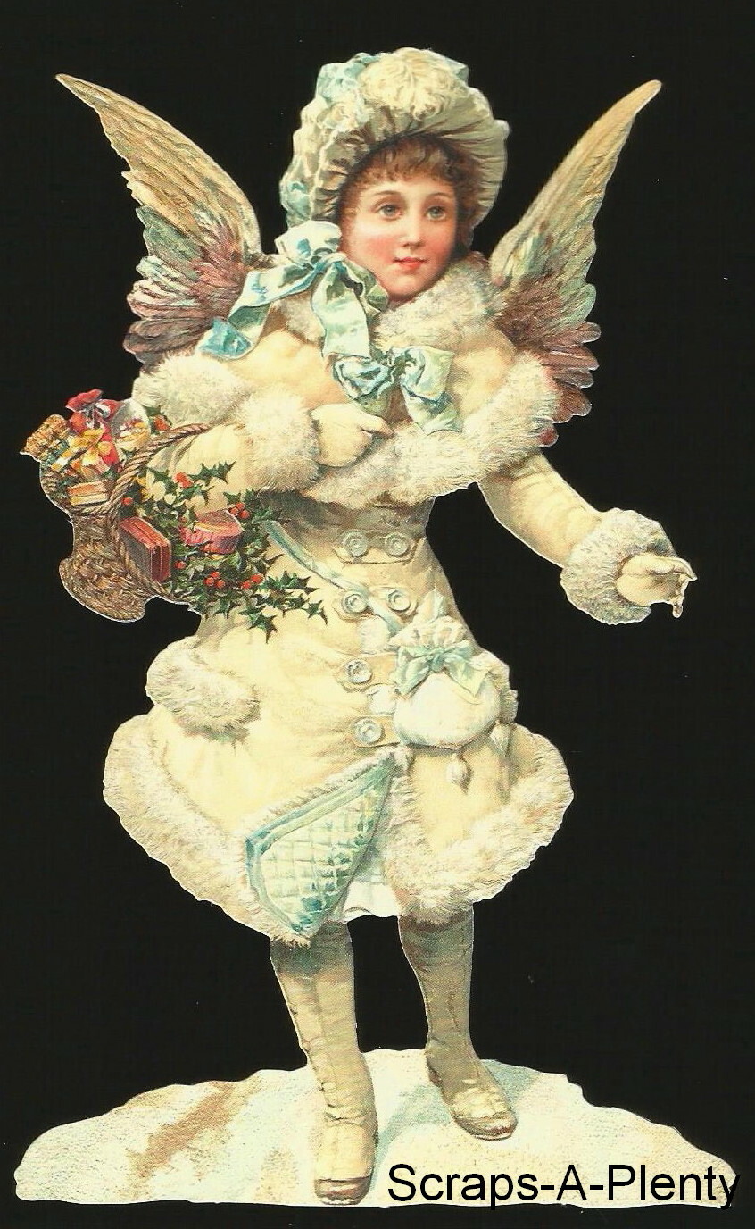 German Embossed Vintage Style Scrap Die Cut- Large Christmas Easter Angel BK5102