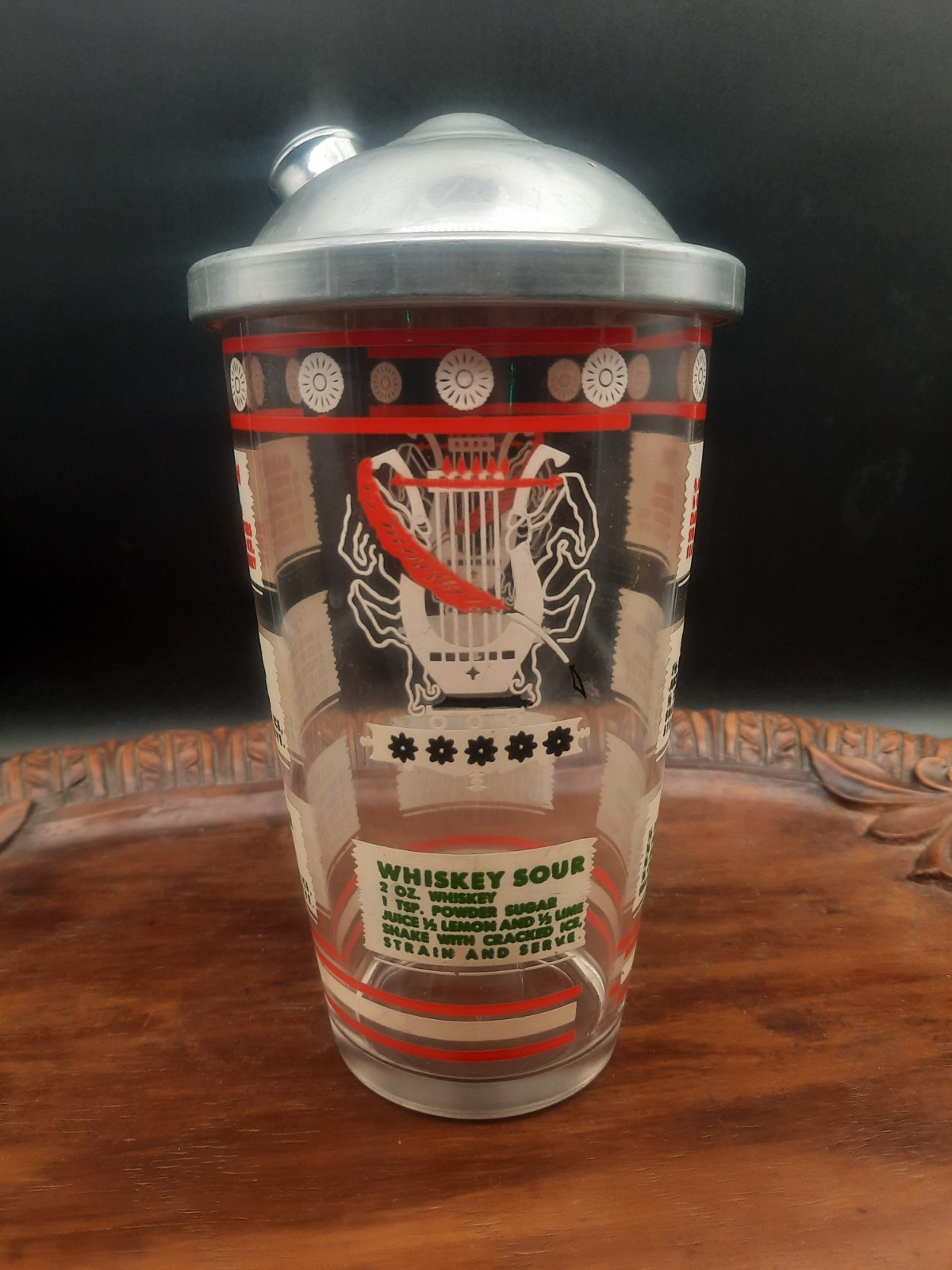 Vintage MCM 1950’s/ 60’s Hazel Atlas Cocktail Shaker w/ Drink Recipes on Shaker