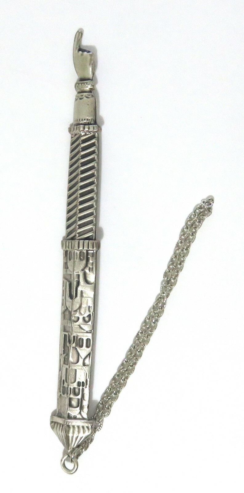 6″ 15 cm Pewter Plated Jerusalem motifs Yad Torah Bible Pointer