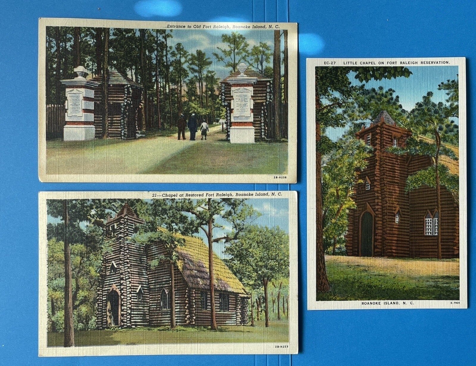 Roanoke Island North Carolina NC Linen Postcard Lot Fort Raleigh