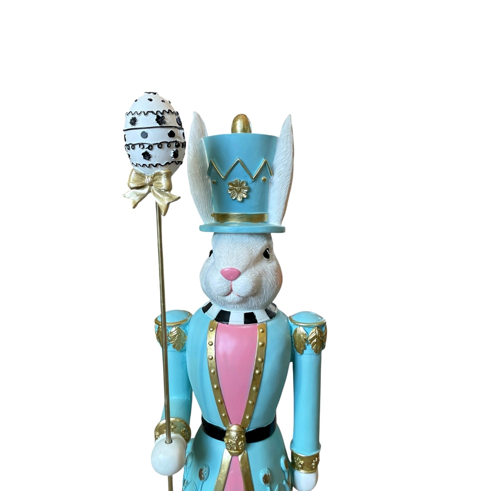 Topat & Tail Easter Bunny w/ Staff Nutcracker 22” Tabletop Decor NEW