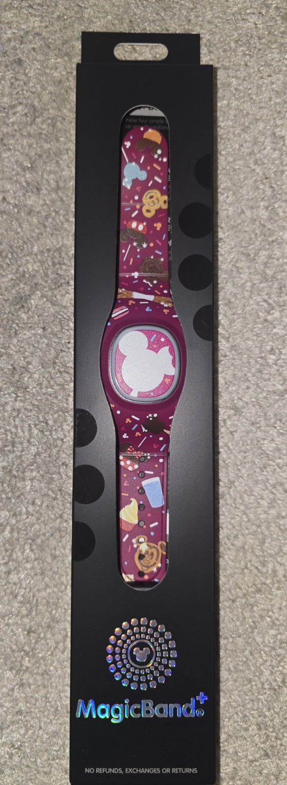 NEW 2025 Disney Parks Magic Band + Plus SNACKS Magenta LINKABLE W/Cable