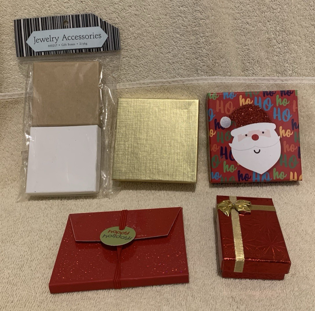 6 Pc Mixed Lot Multicolored CHRISTMAS Small Gift Card/Jewelry Boxes – EUC