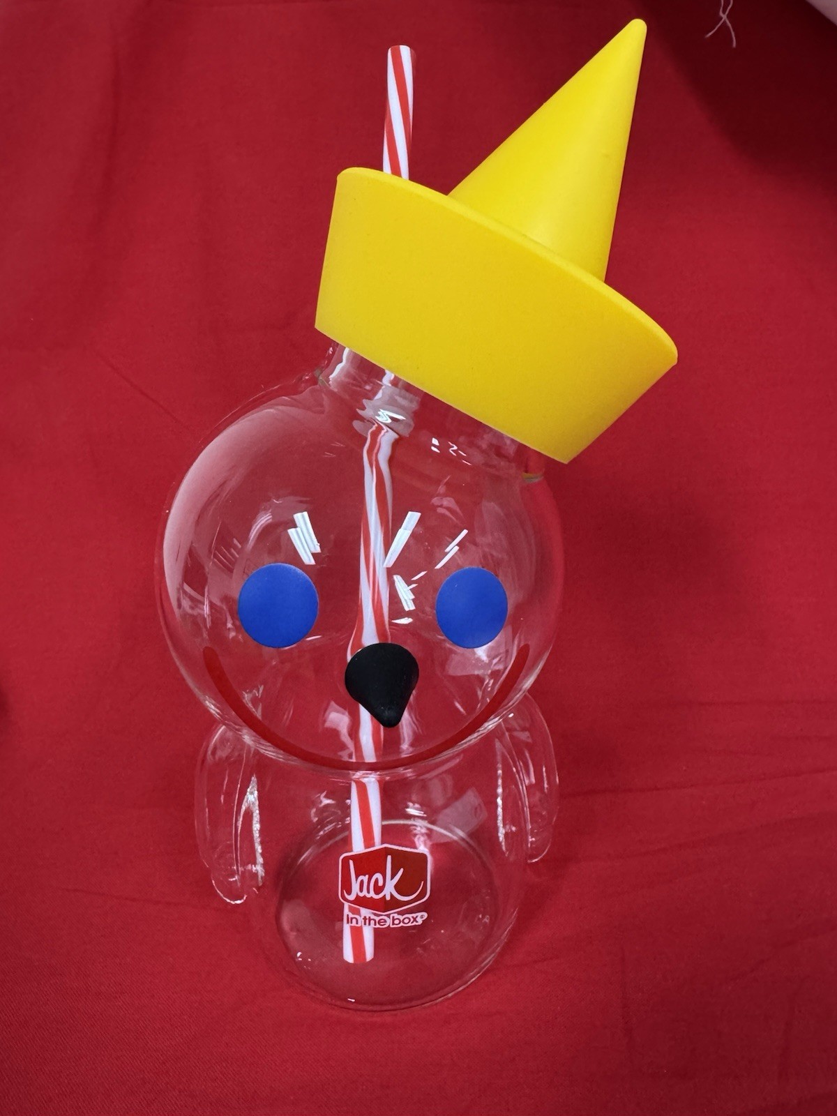 Limited Edition Jack in the Box Glass Jack Sipper Cup Tumbler Mascot Brand New