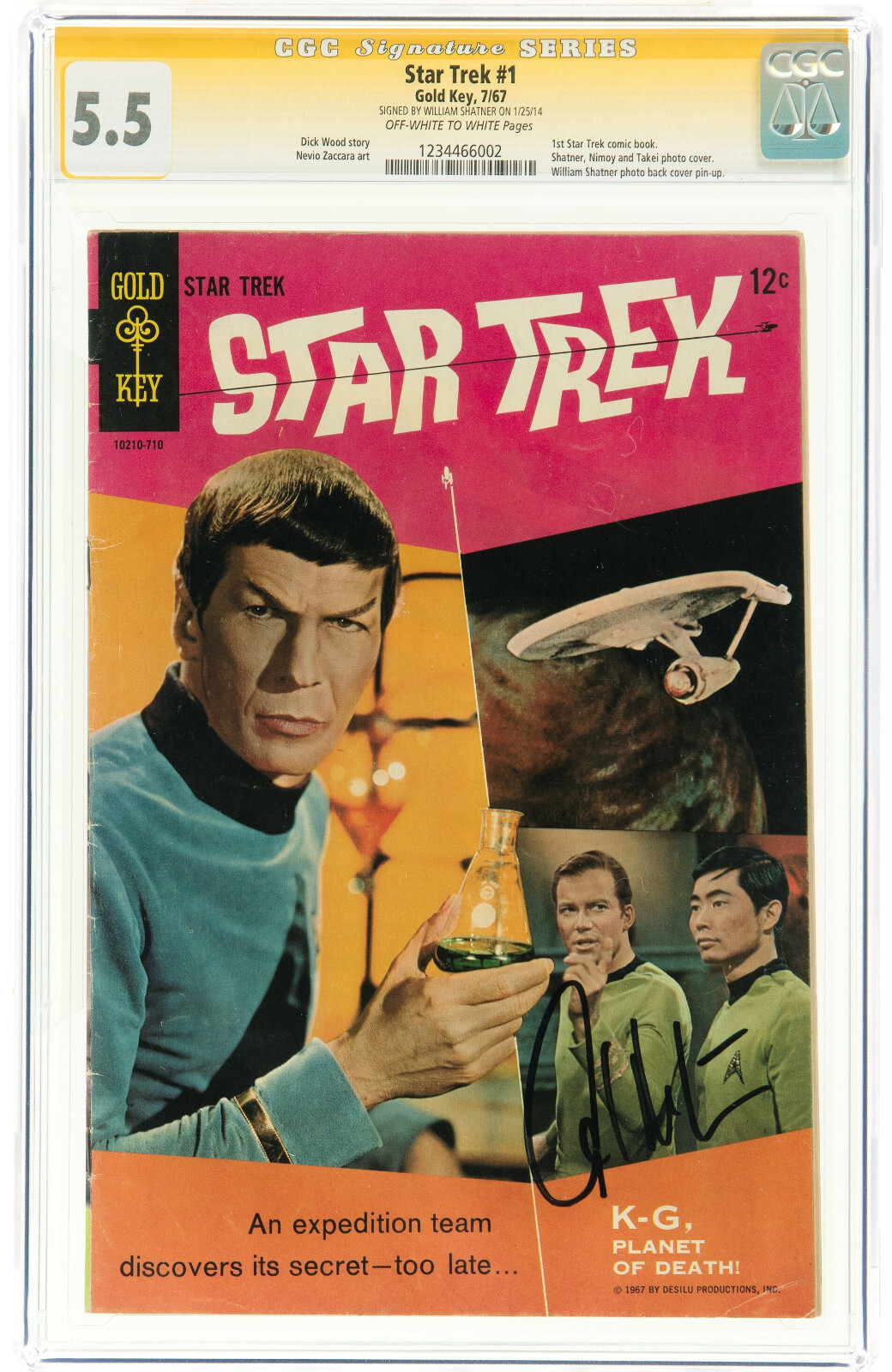 Star Trek 1 CGC 5.5 SS WILLIAM SHATNER Signed Signature Gold Key 1967 Q8 122 cmm