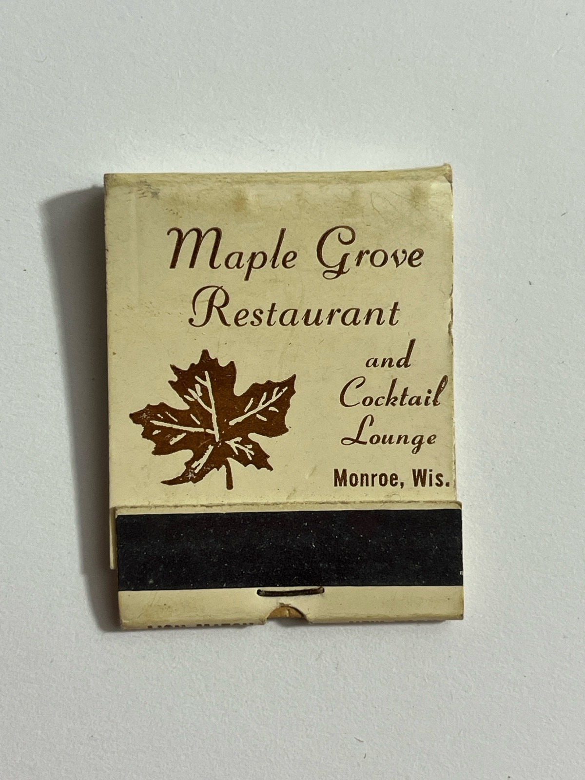 Vintage Matchbook Matches Maple Grove Restaurant And Cocktail Lounge Monroe Wis