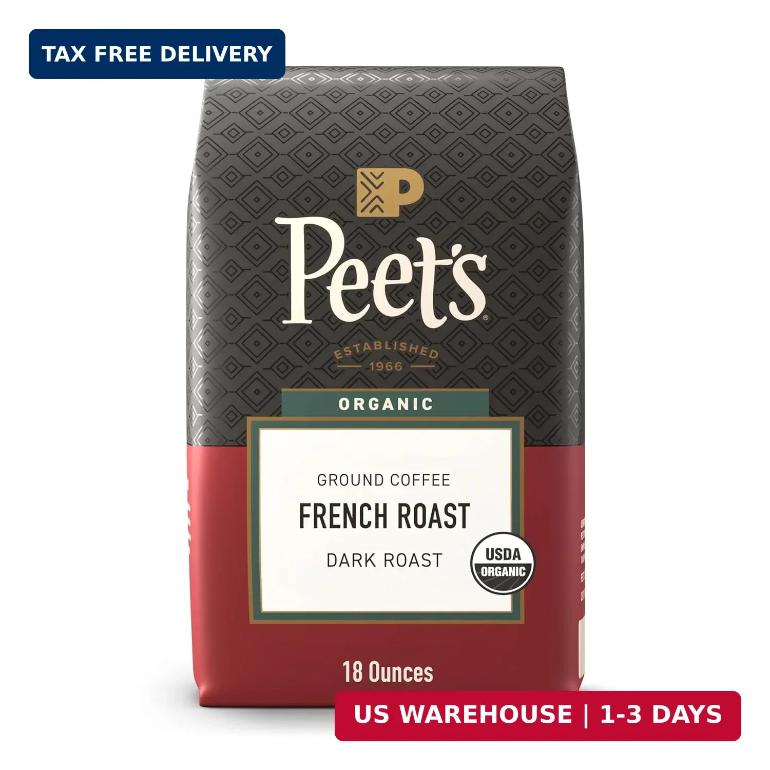 Peet’s Coffee, USDA Organic Dark Roast Ground Coffee, 100% Arabica Coffee – Fren