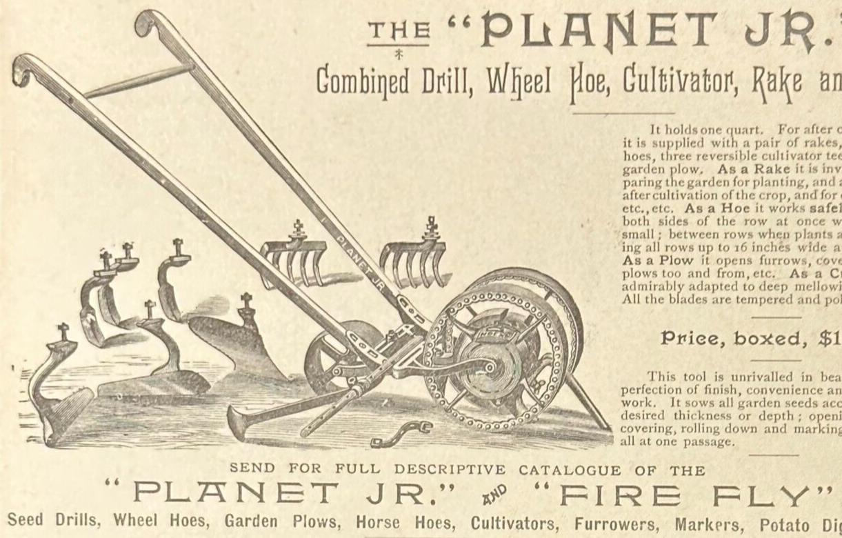 Planet Jr FIRE FLY Seed Drill Wheel Hoe Cultivator Rake Plow Benjamin Harrison