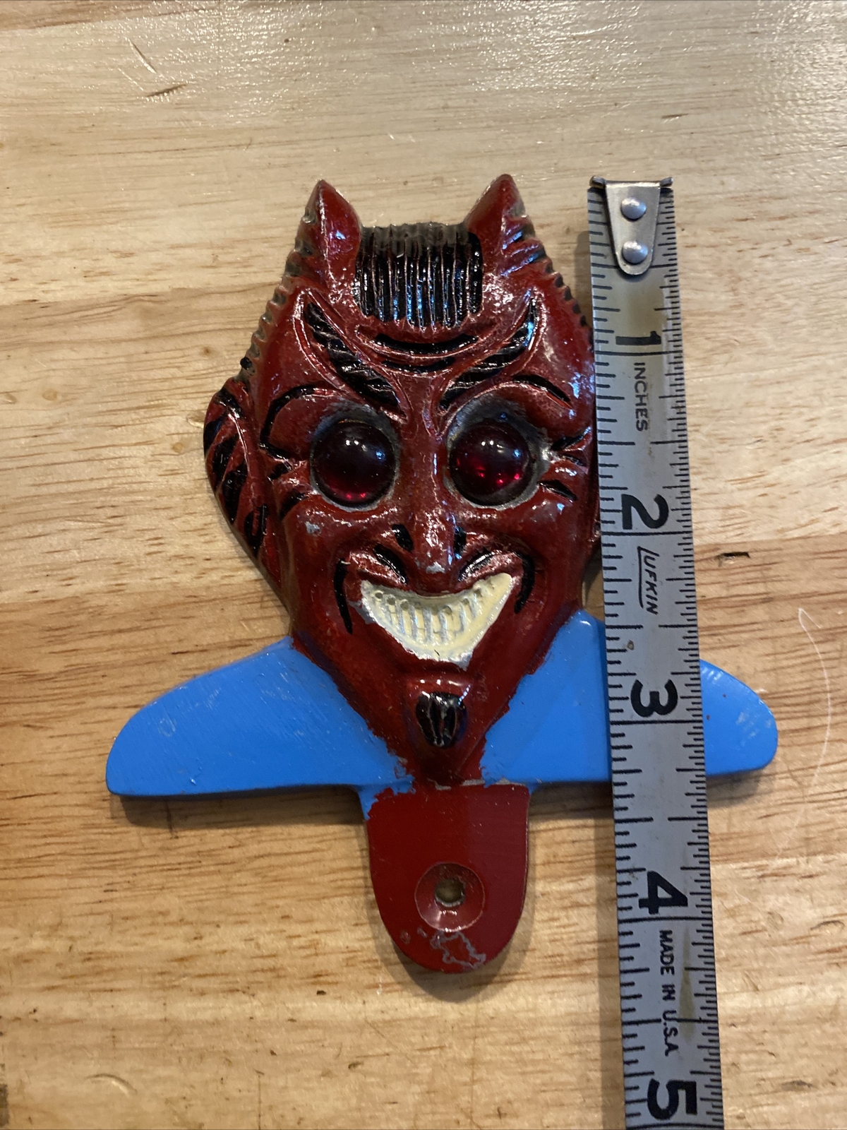 Devil Demon License Plate Frame Topper METAL Patina RATROD HOTROD Auto Car GIFT