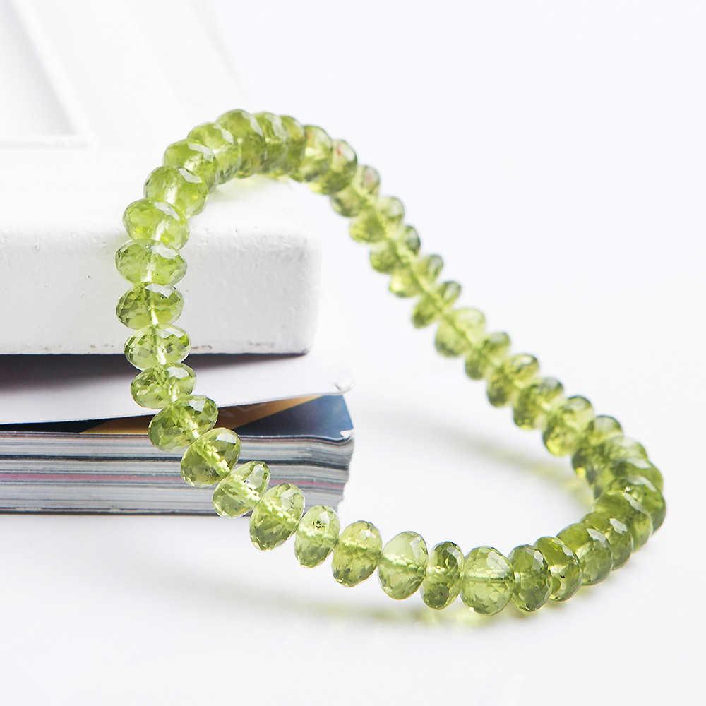 Natural Green Peridot Crystal Clear Abacus Beads Healing Bracelet 7mm AAAAA
