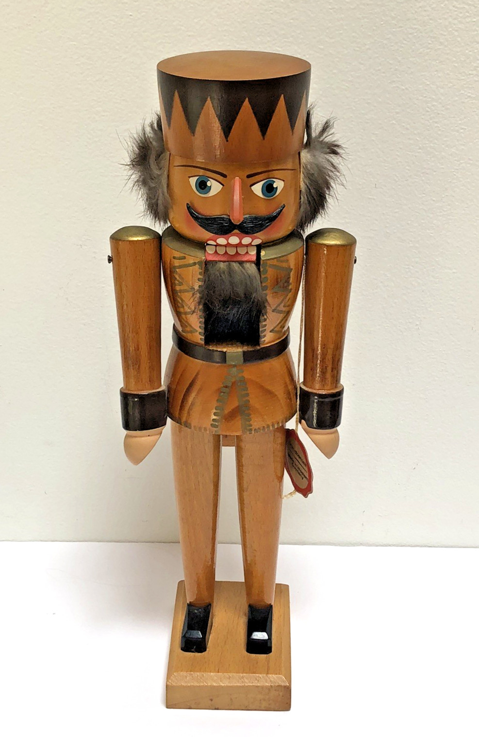 VINTAGE Handbemalt West German Nutcracker 14″ Natural Wood Soldier w/Tag!