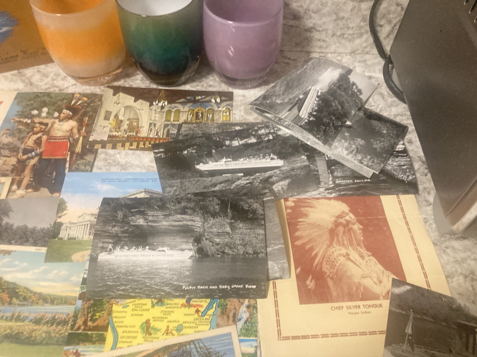 Huge Lot Wis. Scenic Sites Scrapbook Album Postcards Duck Tours Mixed 1950’s Etc