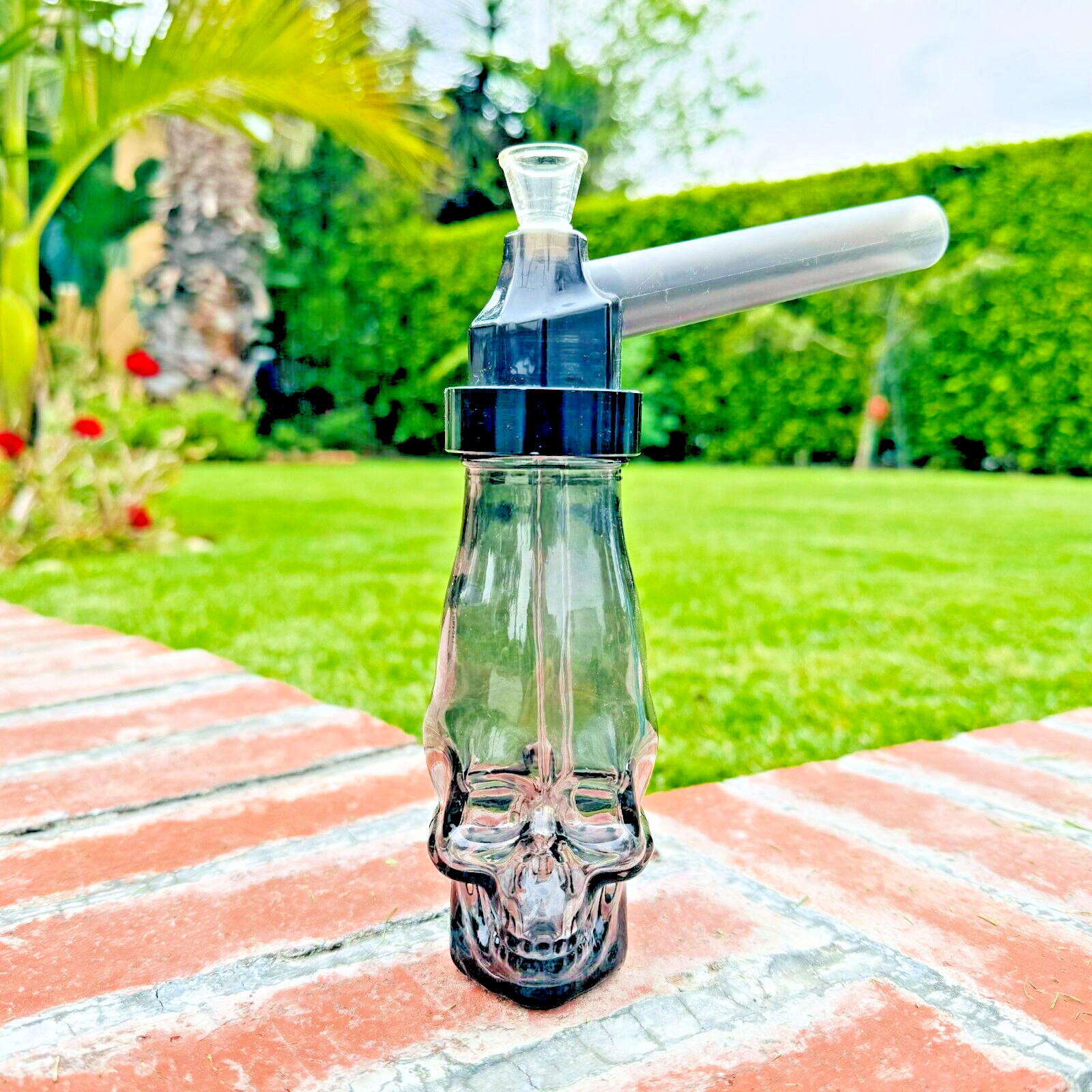 Black Portable Hookah Screw on Bottle Converter Water Glass Pipe with Bottle