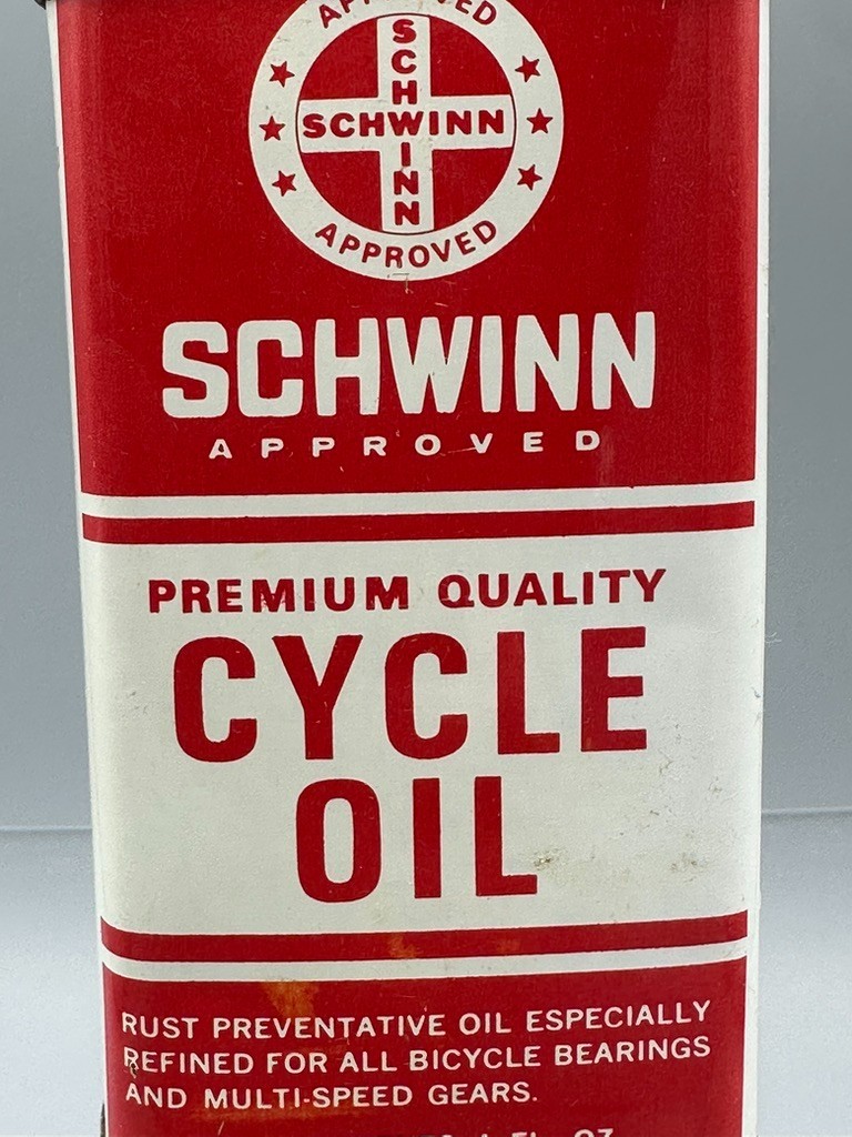 Vintage SCHWINN CYCLE OIL Bicycle HANDY OILER Tin Can Gas Advertising