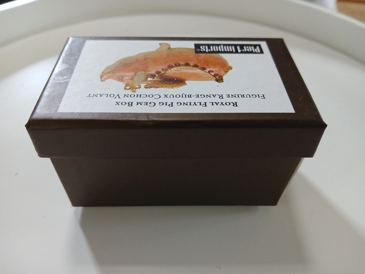 Pier 1 Imports Royal Flying Pig Gem Box Trinket Rhinestones Winged Crown New NIB