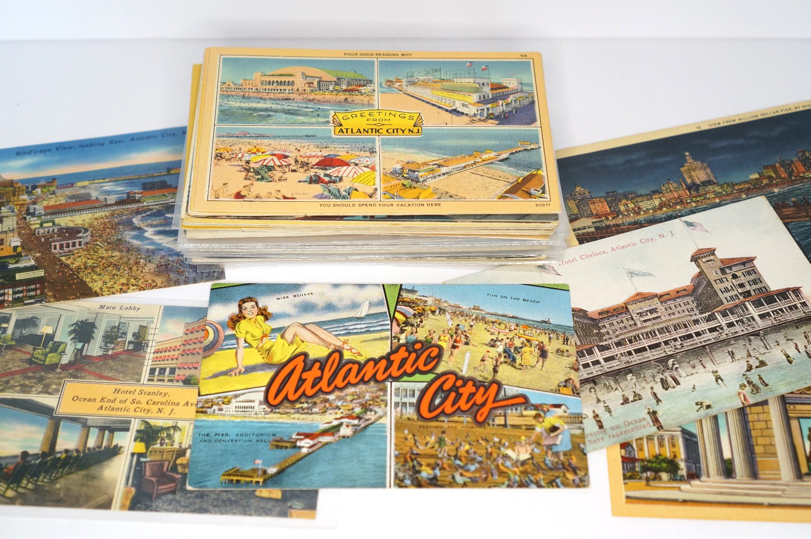Atlantic City Postcards NJ Vintage LOT Hotels, Beach, Boardwalk New Jersey Views