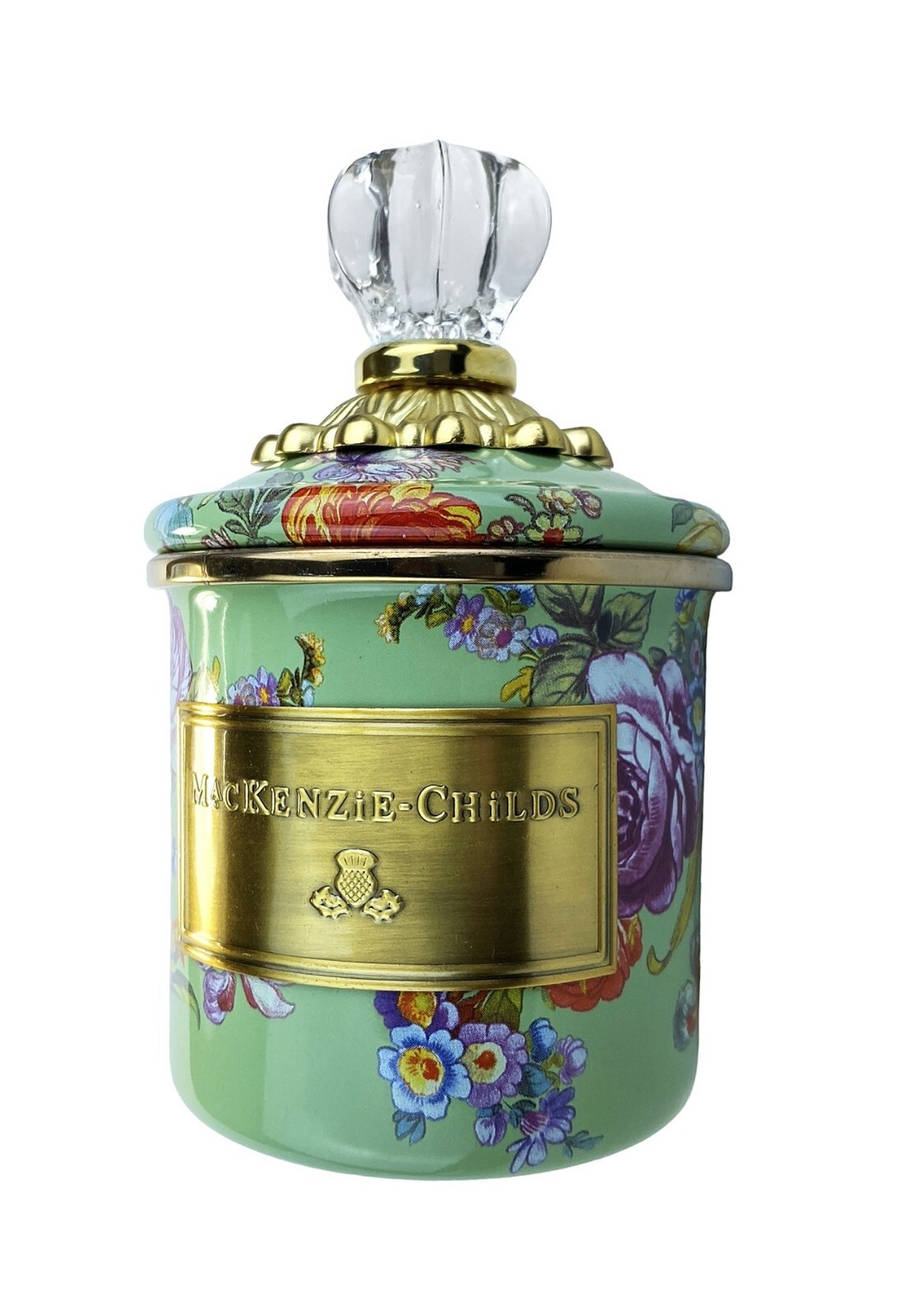 MacKenzie-Childs Green Flower Market Mini Canister Brand New