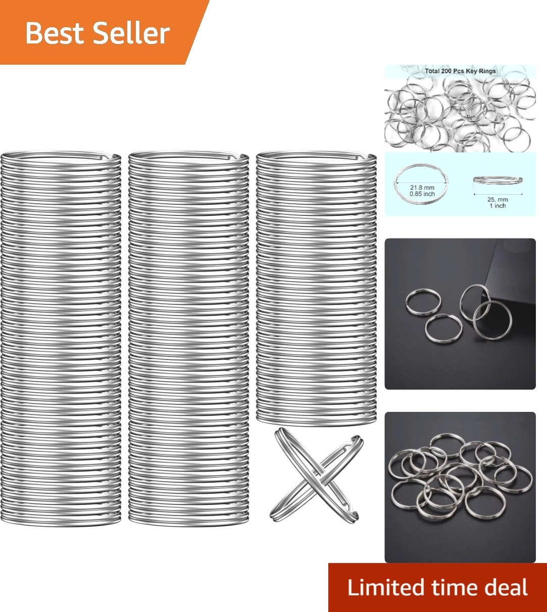 Craft-Ready 100PCS Key Rings – Durable 1-Inch Split Metal Rings for All Uses