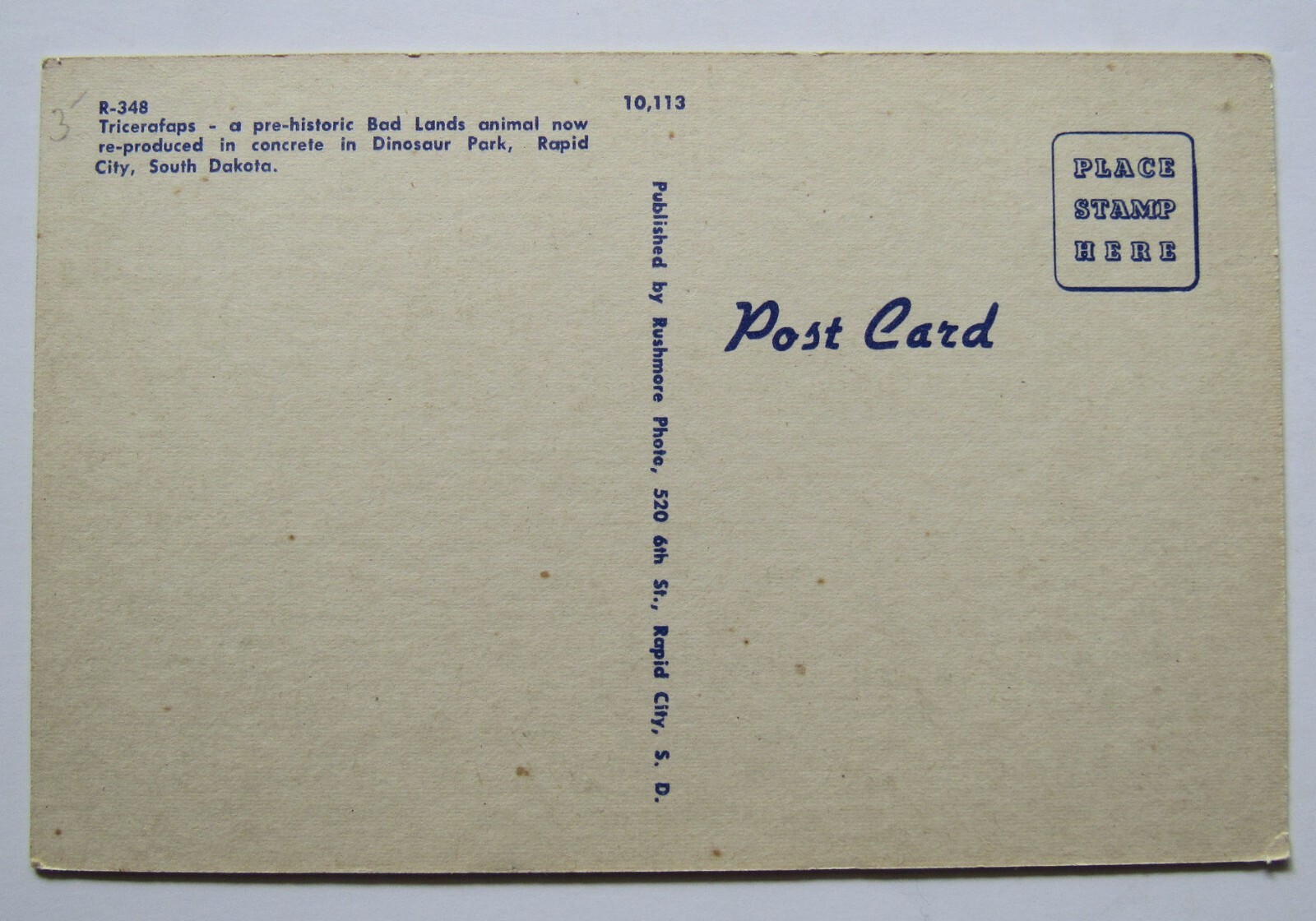 Rapid City Dinosaur Park South Dakota Postcard