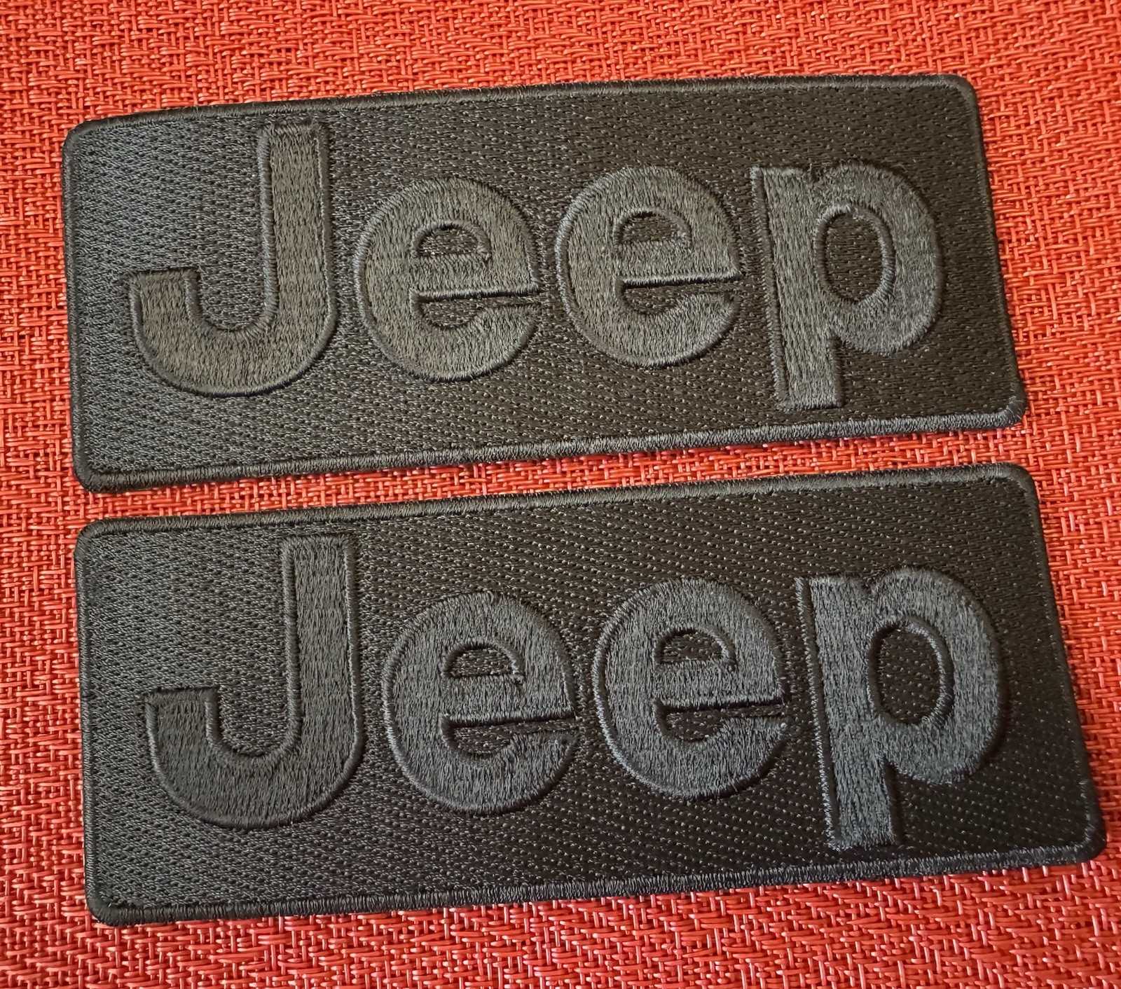 LOT 2 JEEP IRON ON PATCH NOS Nice Quality Dealer Promo Advertising Sample BLACK