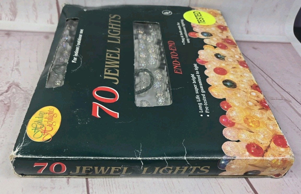 1992 Holiday Highlights Christmas Indoor Outdoor 70 Jewel Ball White Lights