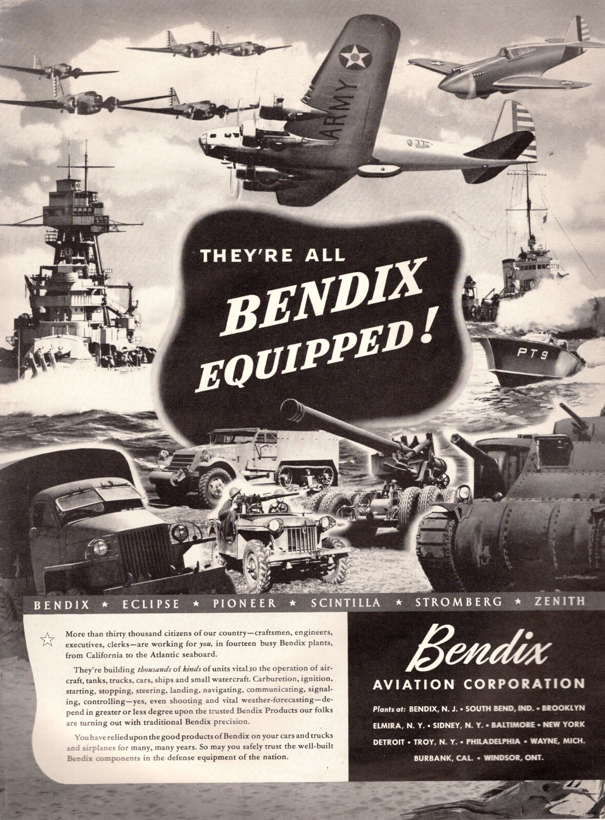 1941 WW2 AD BENDIX Aviation Instruments Equip B-17 , P-40 , PT Boats Tanks020524
