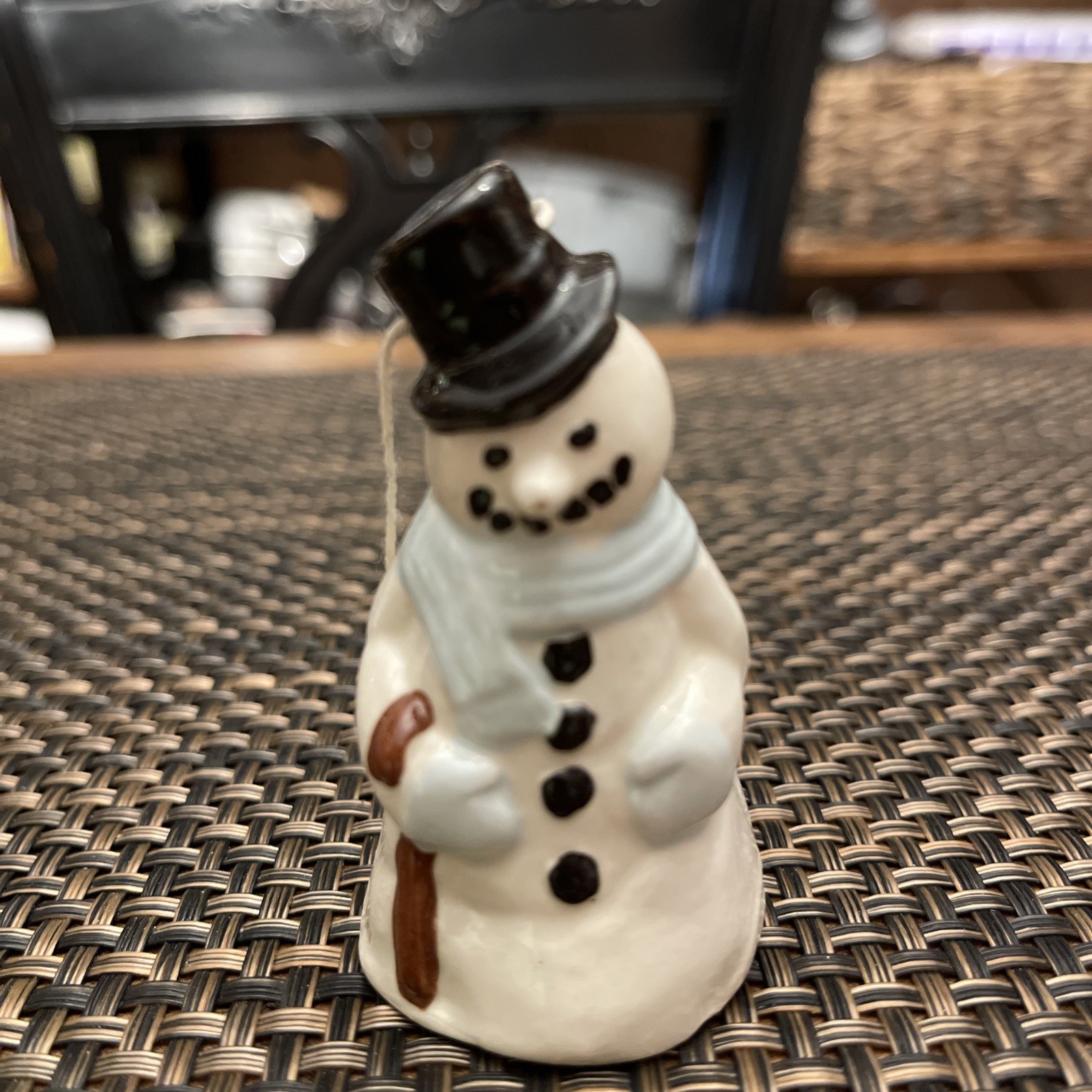 Snowman Ornament Handmade Figure 2” Tall.