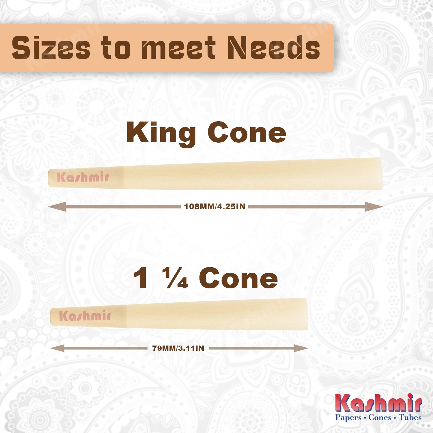 King Size Ultra thin Pre Rolled Cones 200 Ct Rolling Paper Cones W/Tips-Kashmir