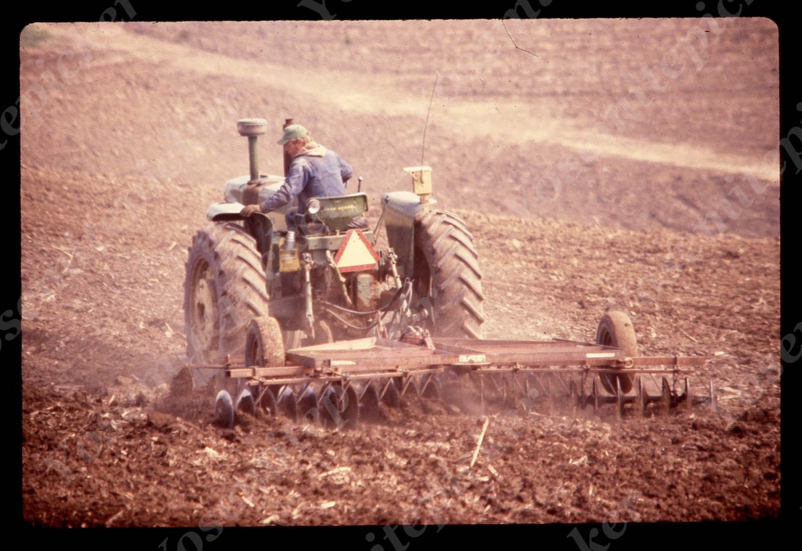 sl18 Slide 1970’s Omaha Farm John Deere Tractor Farmer 070a