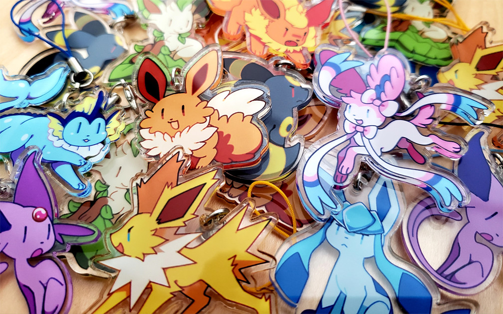 EEVEELUTION ! Charm Set | Eevee Vaporeon Jolteon Flareon Umbreon Espeon Sylveon