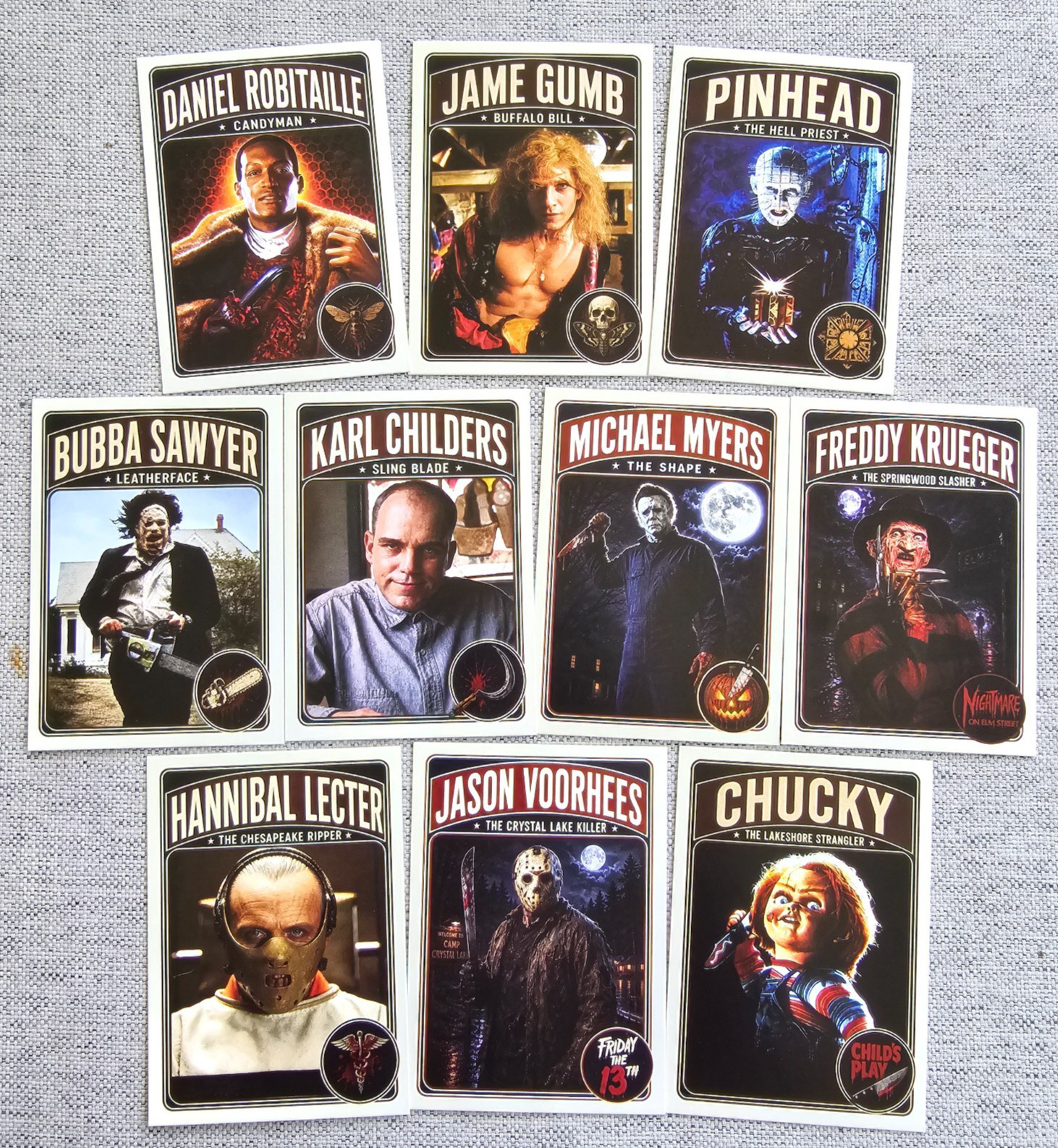 SET OF 10 – CUSTOM ACEO ICONIC CULT CLASSIC HORROR MOVIE CHARACTER TRADING CARDS
