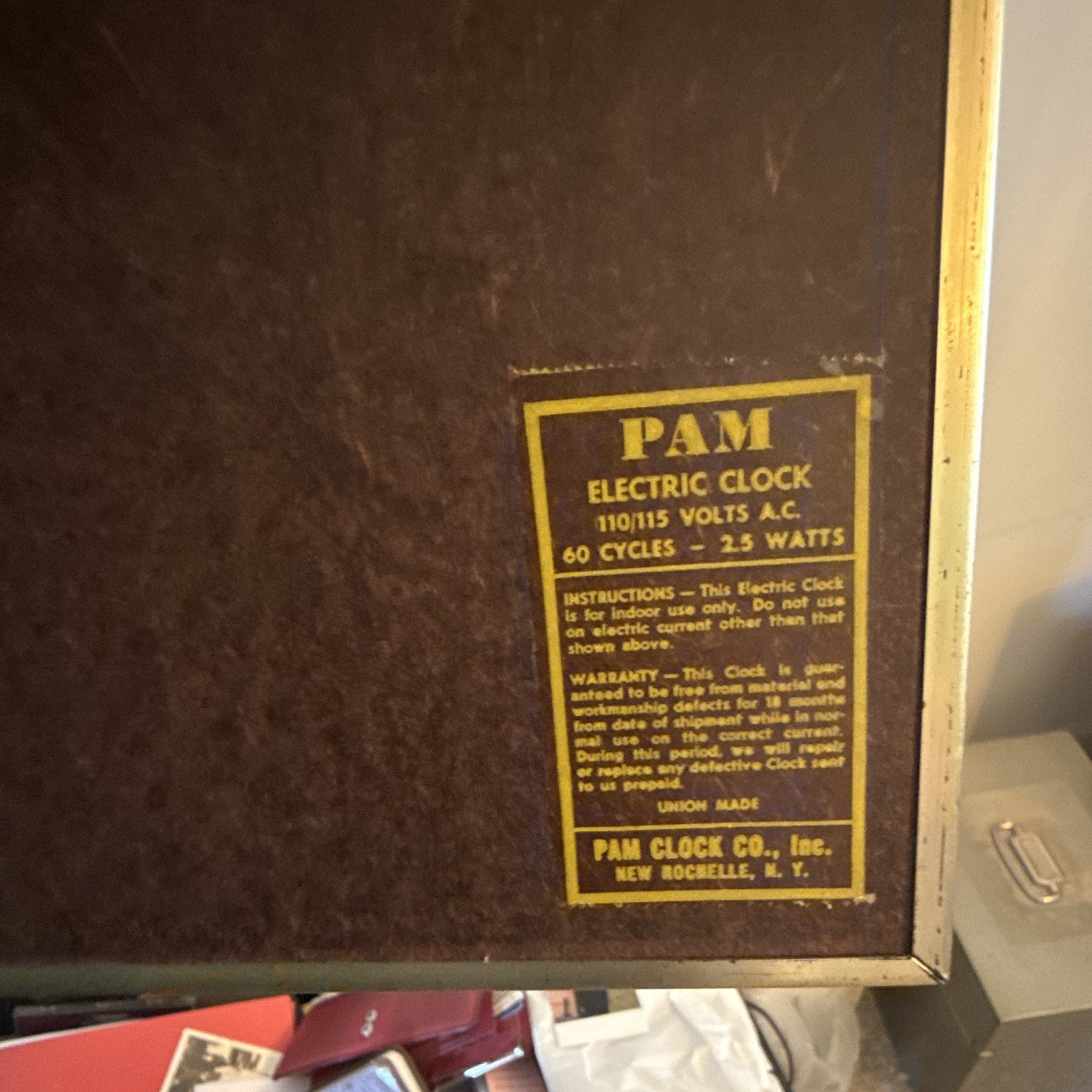 PAM Clock New Working Condition Vintage Wall Clock Plug In not in box