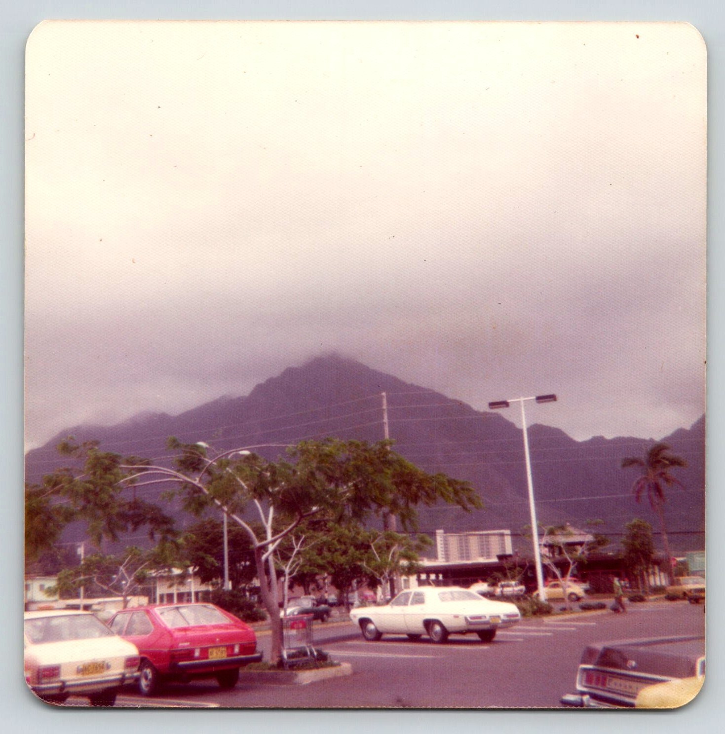 Vintage Photo – Unidentified Parking Lot w 1969 Chevy Impala & Mountain