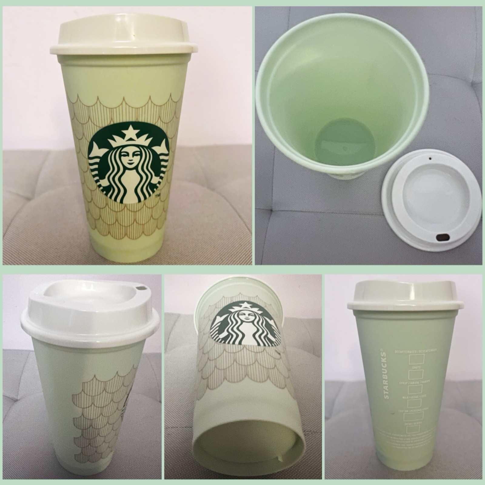 Starbucks Reusable Hot Cup Mermaid Scales Plastic Coffee Hot Cocoa Travel Mint