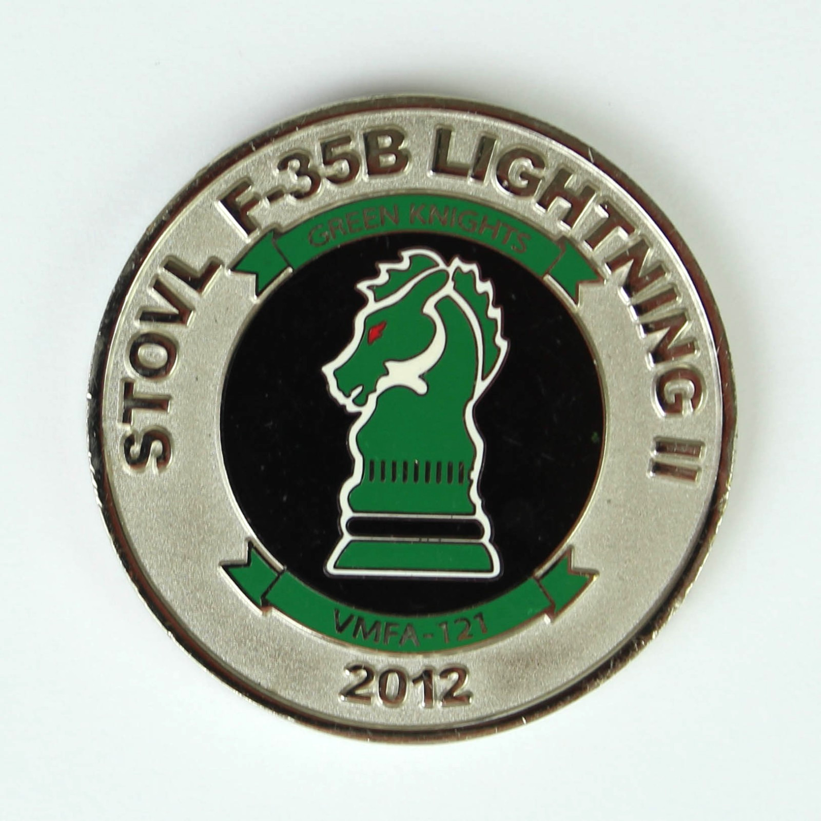 Lockheed Martin STOVL F-35B Lightning II Green Knights Challenge Coin USMC 2012