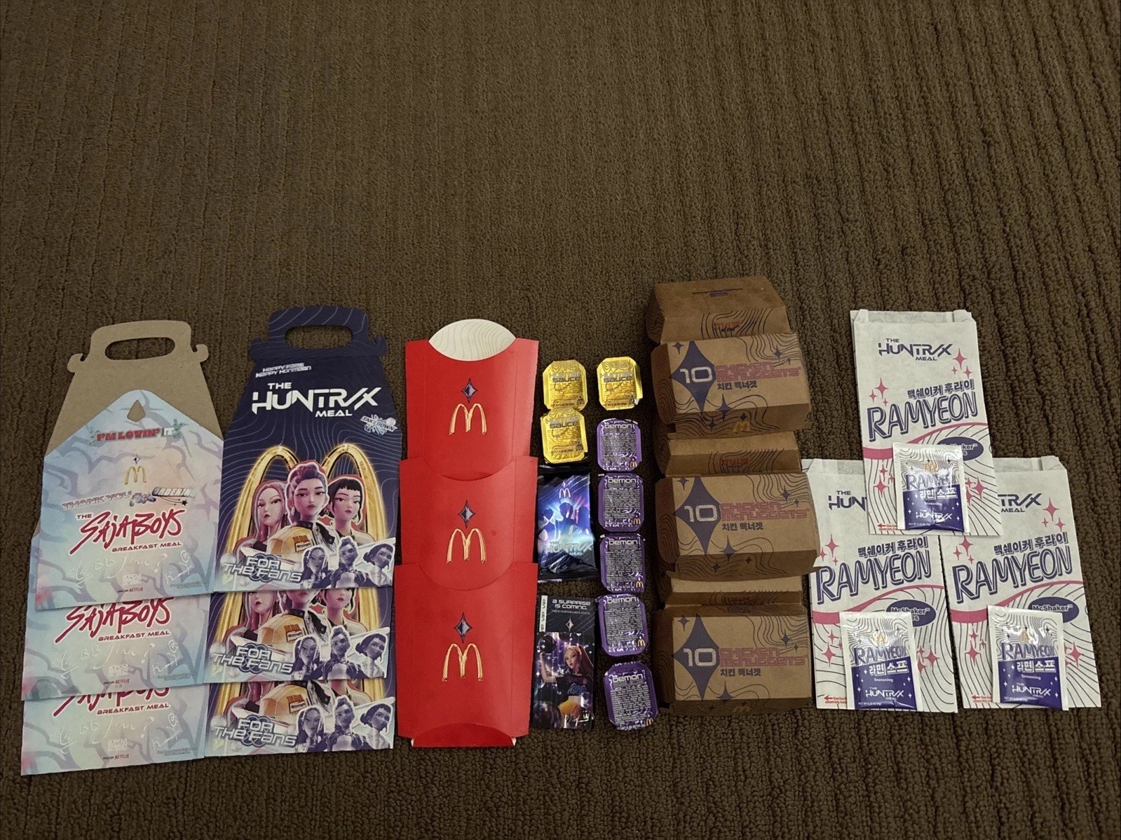 2026 McDonald’s K-Pop Demon Hunters Huntrix Ramyeon Demon Hunter Sauce Boxes Lot