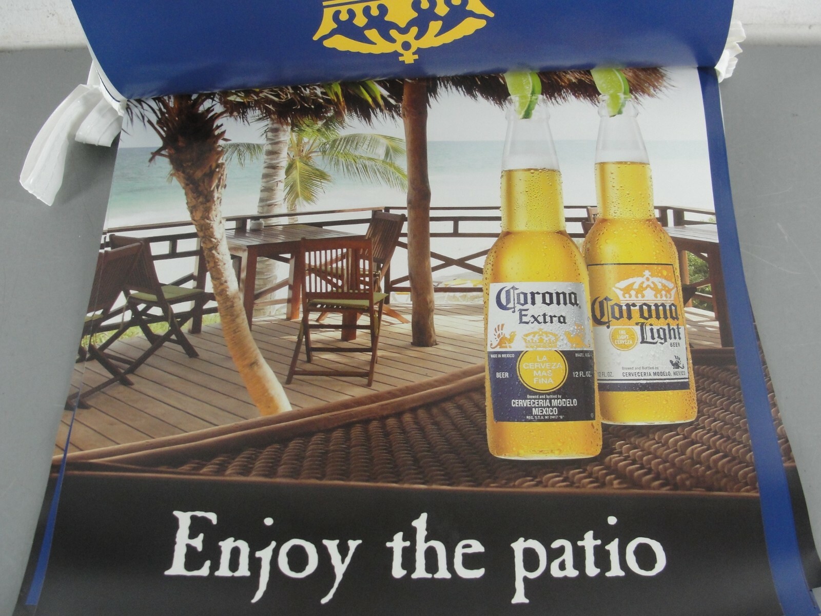 CORONA BEER 👑 VINYL STRING ENJOY THE PATIO PENNANT BANNER BAR MANCAVE 18′ NEW